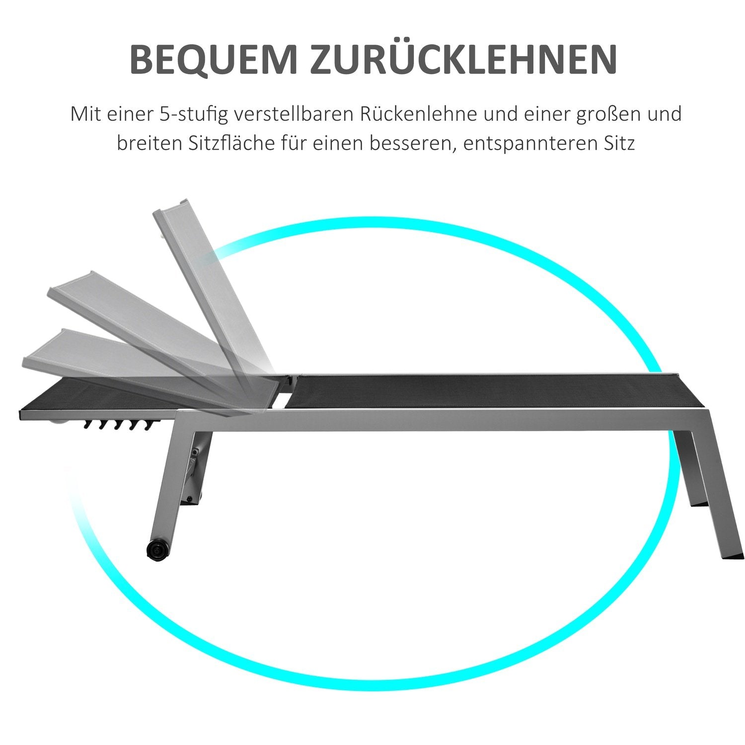 Avkoppling Solstol Solstol 5-Nivå Ryggstöd Aluminium Svart 169X65X102Cm