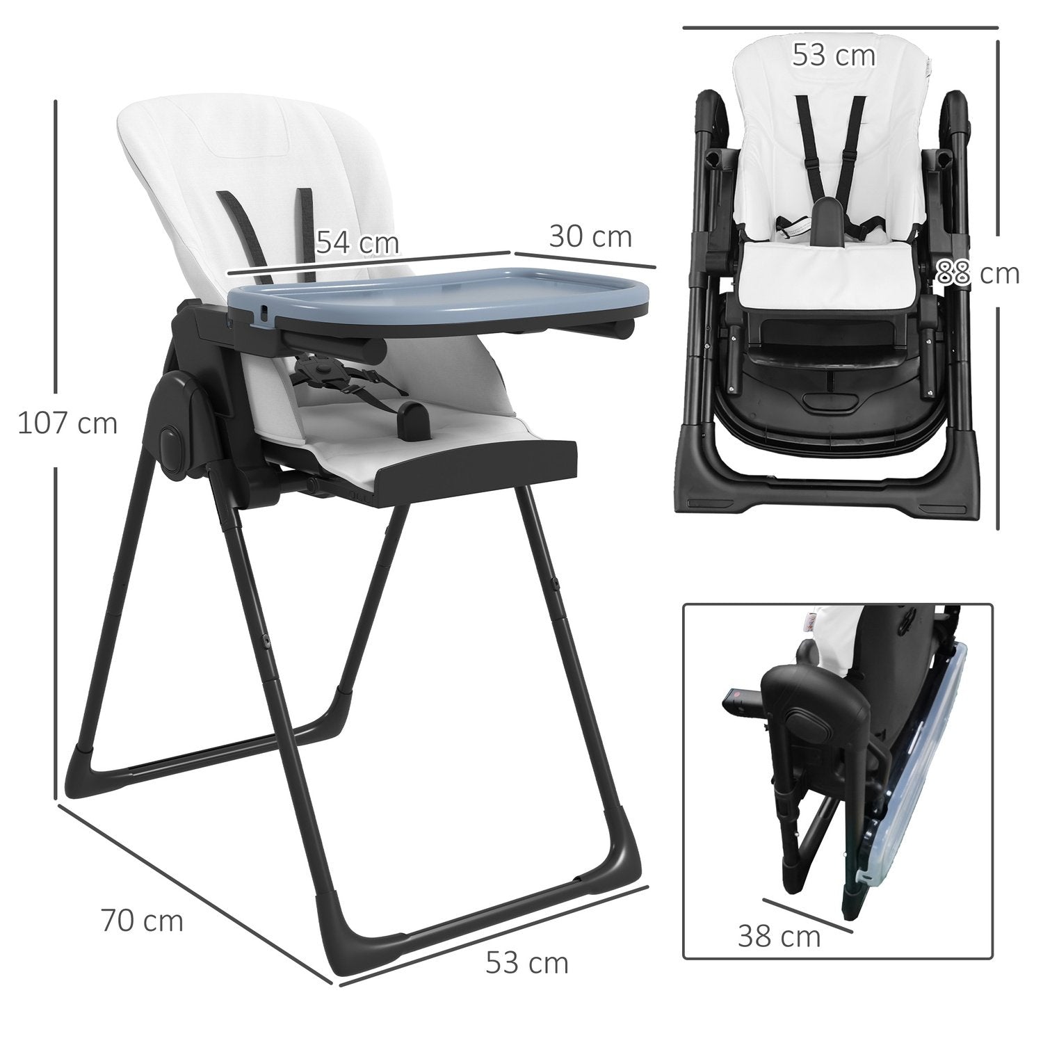 Barnstol Barnstol Babybarnstol Bältesstol Bältesstol Imiterat Läder Svart 70X53X107Cm