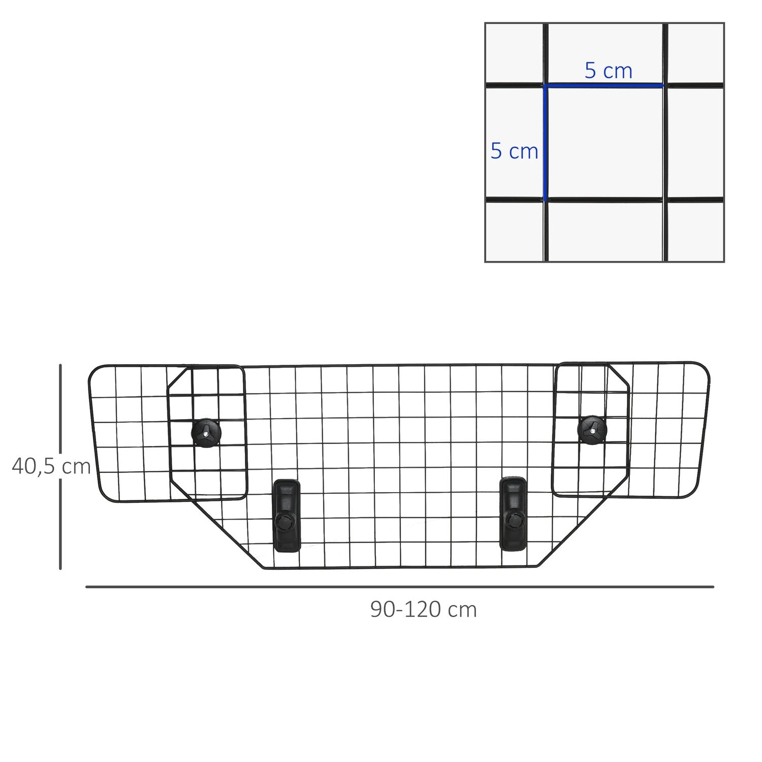 Dog Guard Universal Car Boot Gate, Justerbar Dog Gate Divider, Metall Svart, (90-120)X40,5Cm