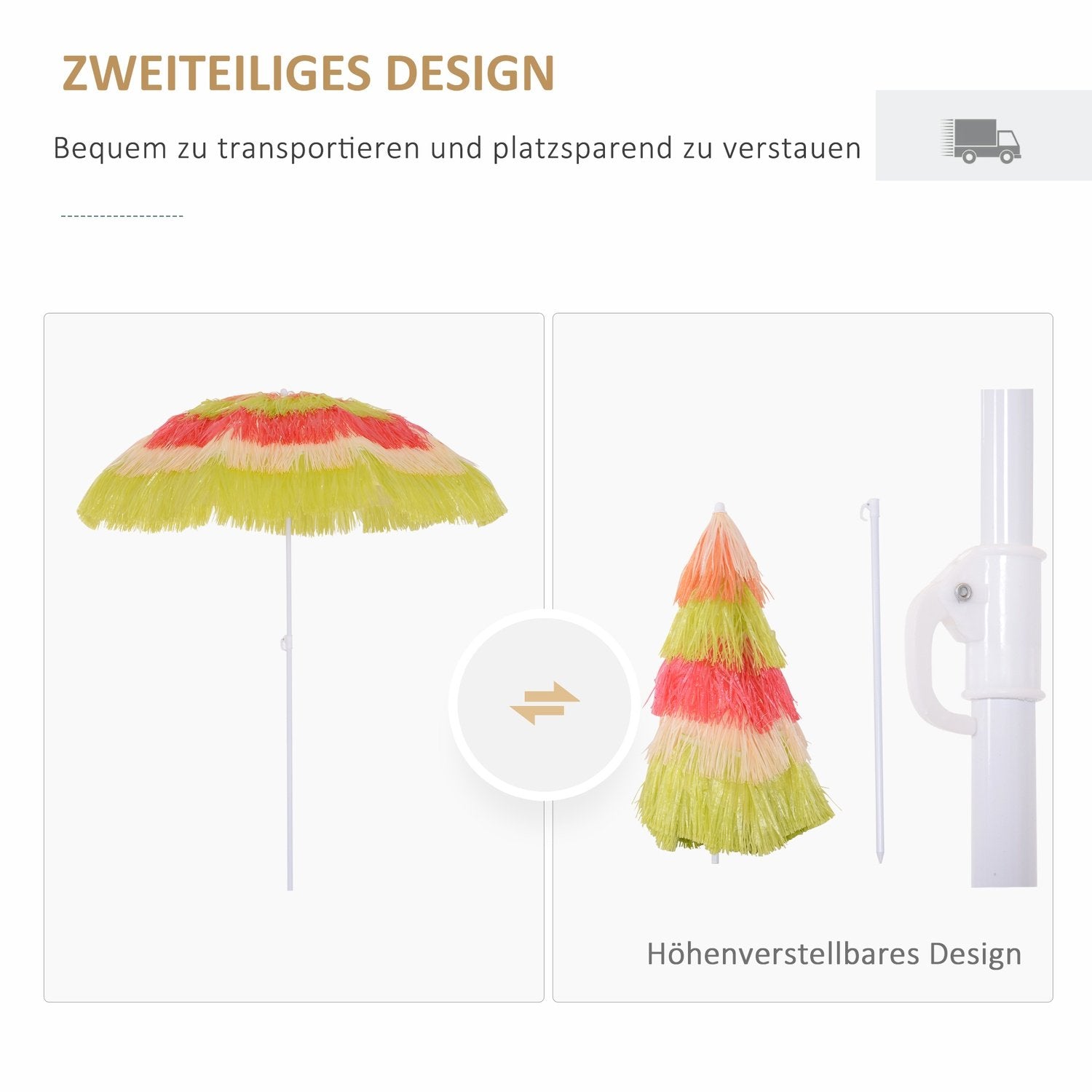 Parasol Hawaiian Paraply Beach Paraply Party Paraply Trädgårdsparaply I Olika Färger 4 Modeller (Hawaiian Paraply/Ø160Cm/Colourful)