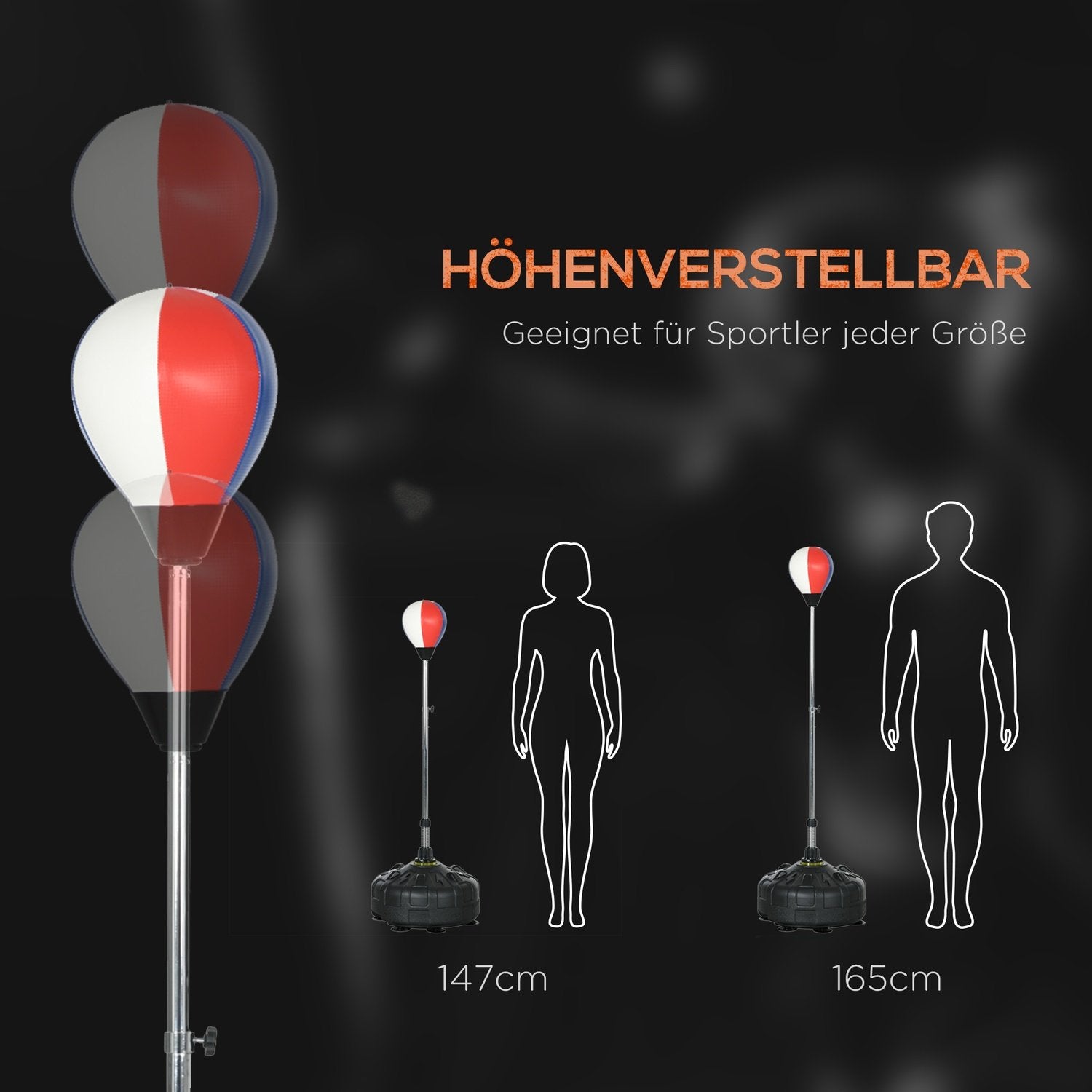 Boxbollssäck Höjdjusterbar 147-165 Cm, Stående Boxningstränare För Träning Och Träning, Svart