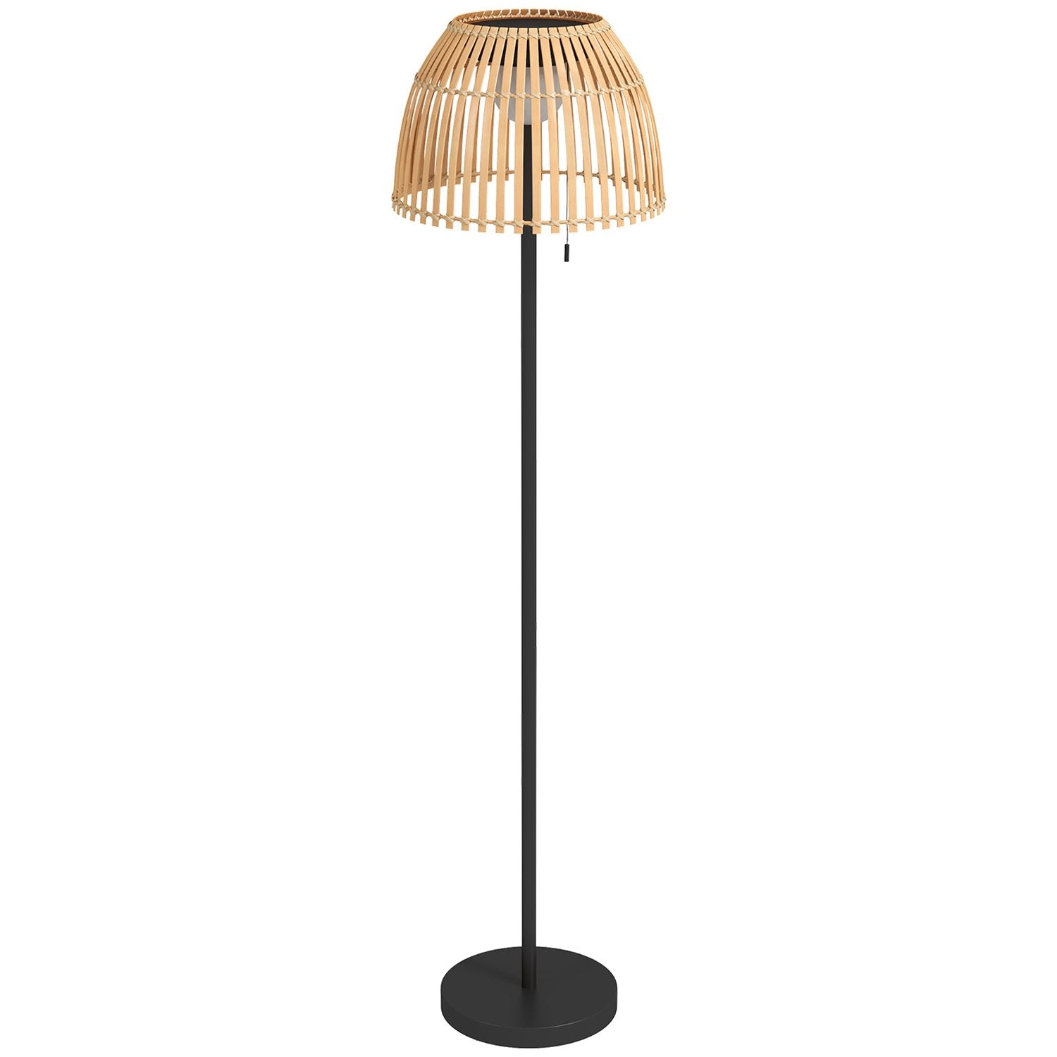 Solar Golvlampa Utomhusgolvlampa, Usb Uppladdningsbar Led Solar Lampa För Inomhus, Ip44 Vattentät Golvlampa, Dimbar Varmvit, Drakedjebrytare, Bambu, Natural Tone