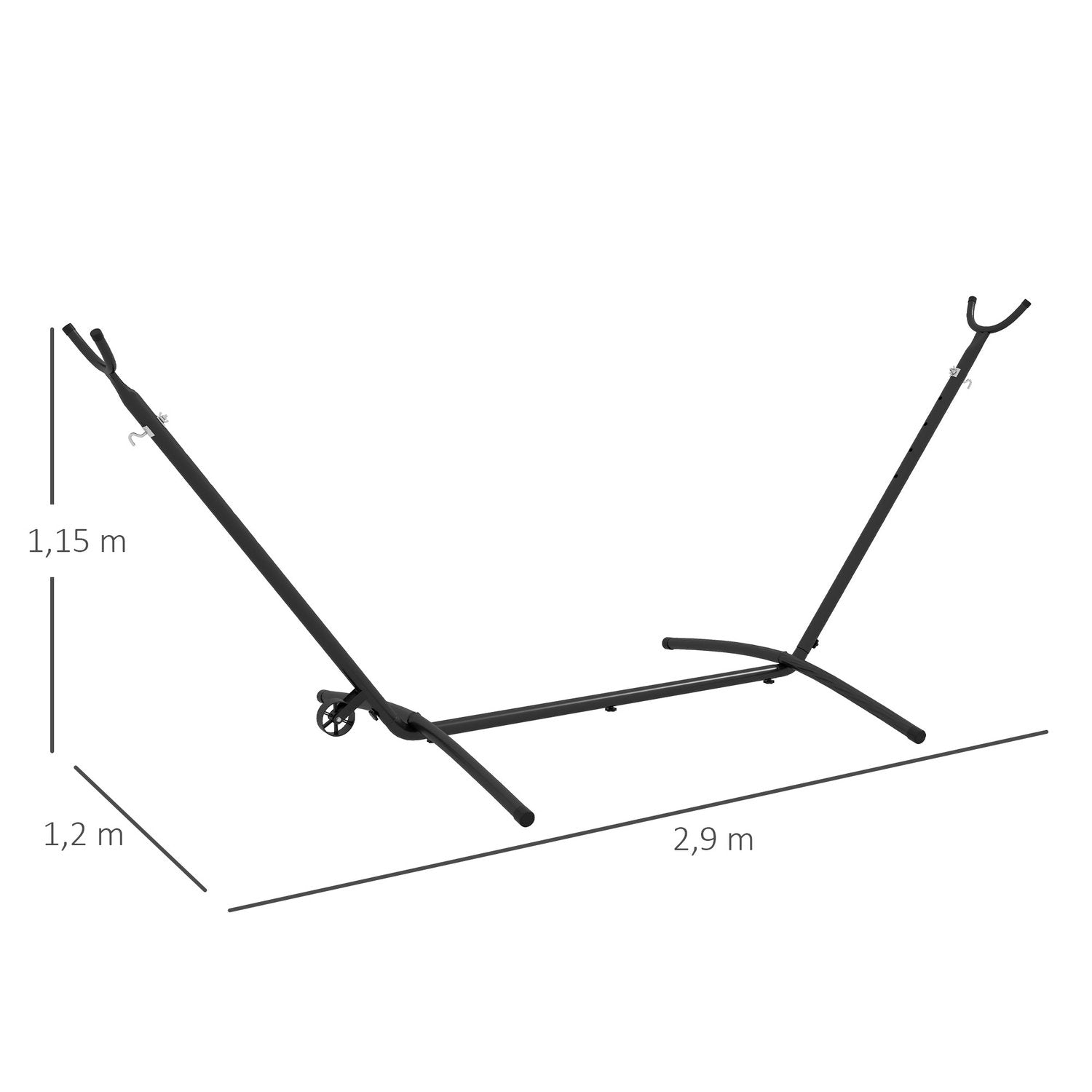 Hängmatta Stativ, Hängmatta Stativ Med Hjul, Hängmatta Stativ, Med Justerbar Krok, Bärväska, Maximal Belastning 220 Kg, Stål