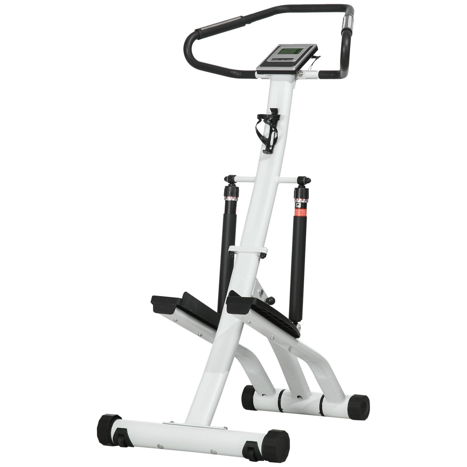 Stepper Med Handtag, Fitness Motionscykel Med Lcd-Skärm, Motionscykel Med 12 Motståndsnivåer Svart + Silver 80 X 61 X 134 Cm