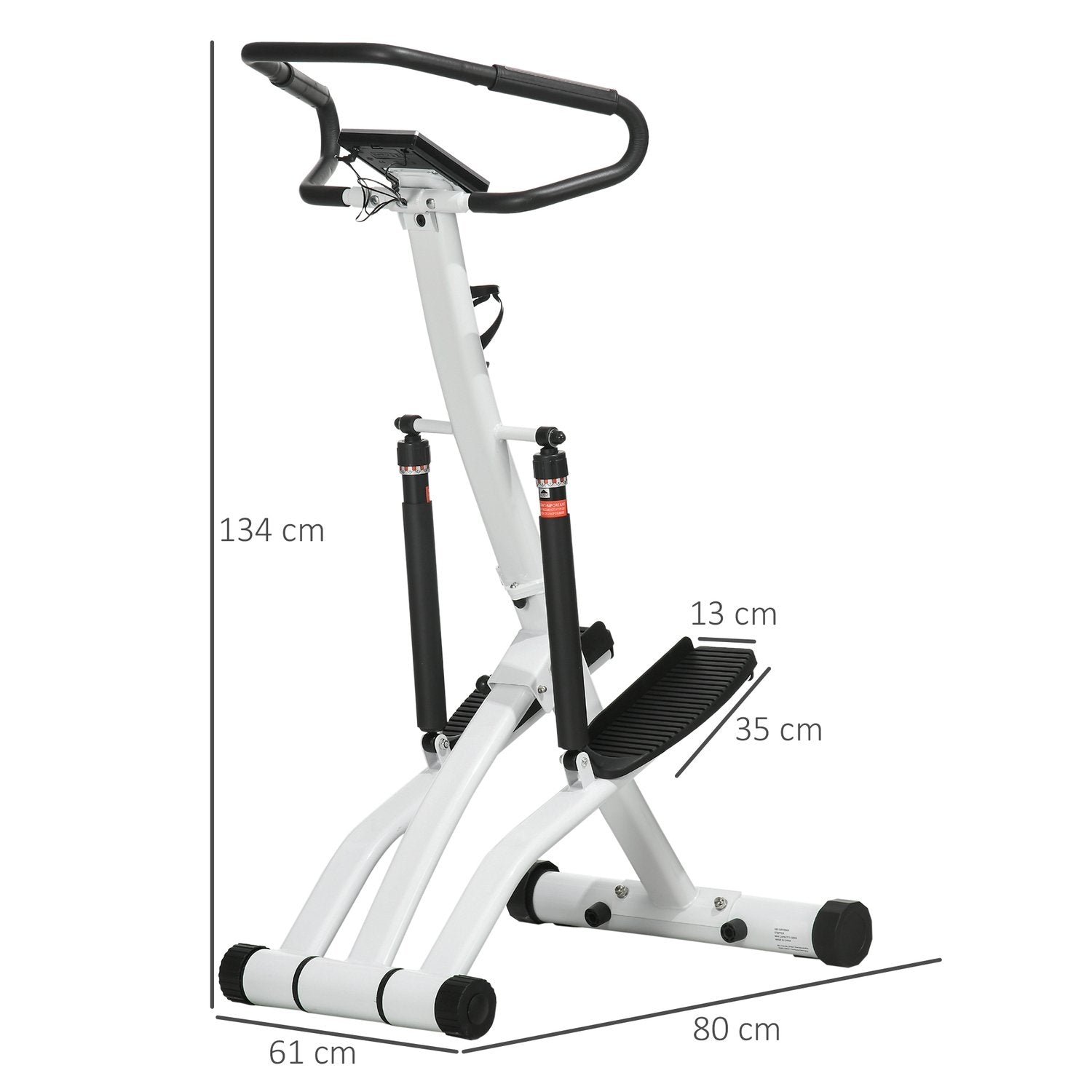 Stepper Med Handtag, Fitness Motionscykel Med Lcd-Skärm, Motionscykel Med 12 Motståndsnivåer Svart + Silver 80 X 61 X 134 Cm