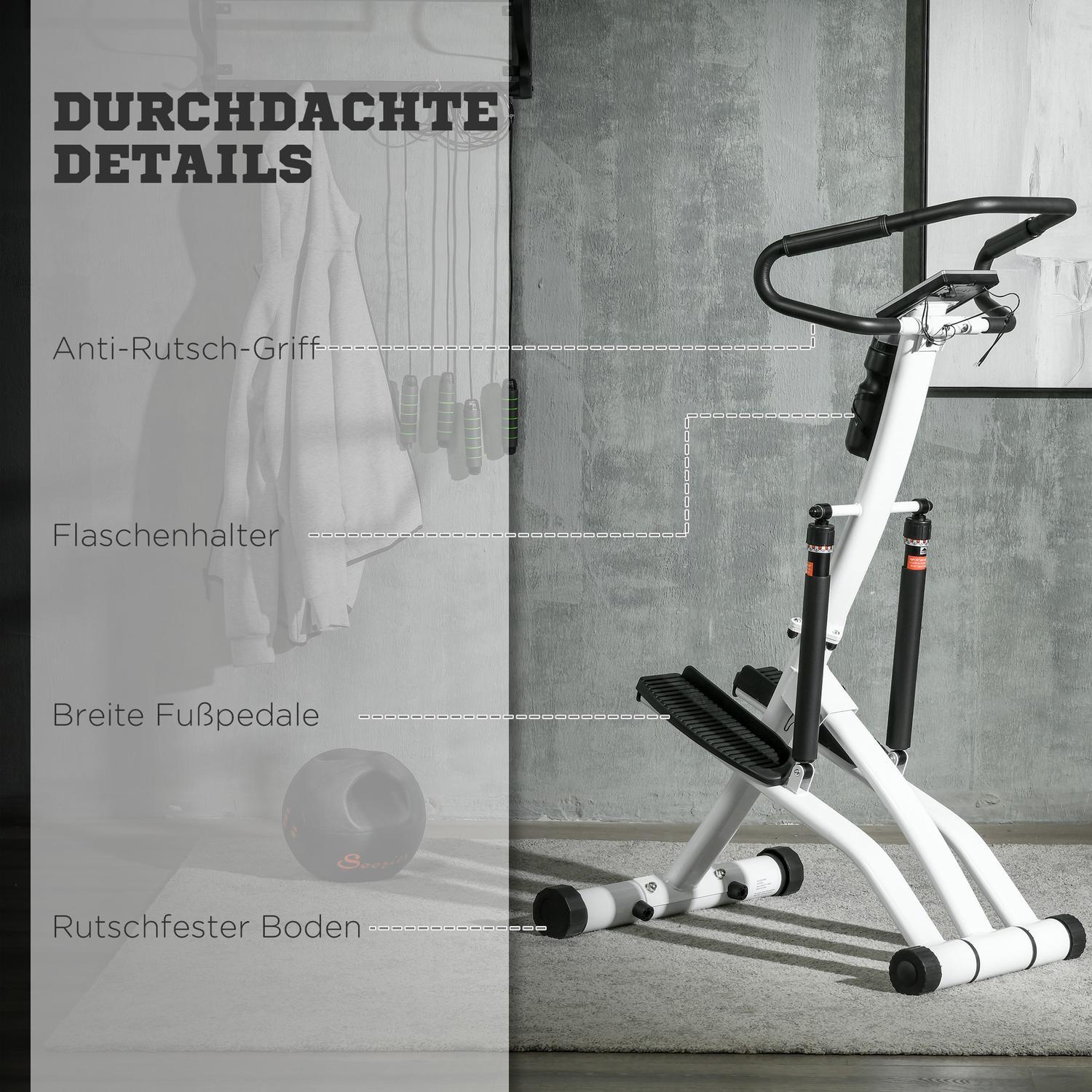 Stepper Med Handtag, Fitness Motionscykel Med Lcd-Skärm, Motionscykel Med 12 Motståndsnivåer Svart + Silver 80 X 61 X 134 Cm