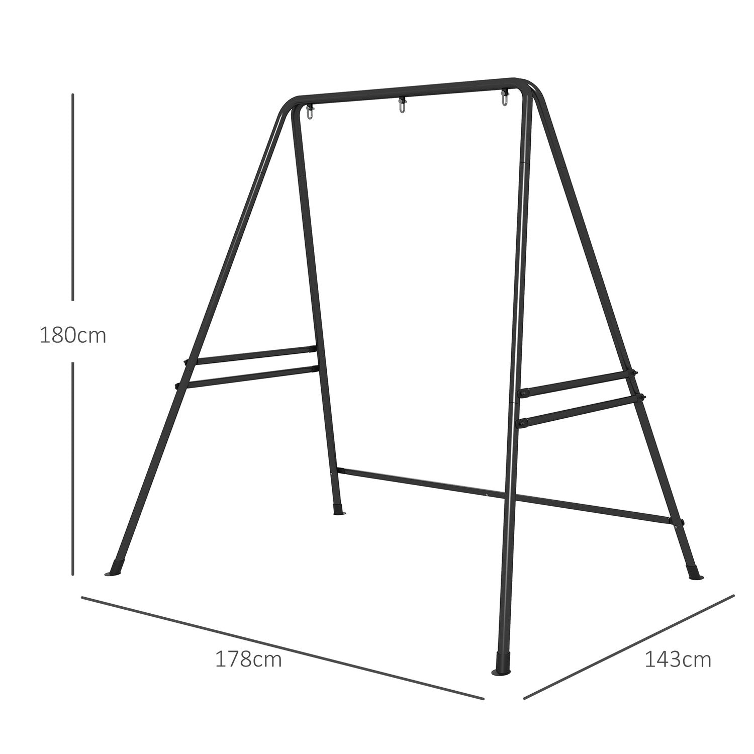 Hängstolsram Hängstolsstativ Av Stålstativ För Hängstol Max 150 Kg Bärförmåga För Inomhus Utomhus Svart 178 X 143 X 180 Cm