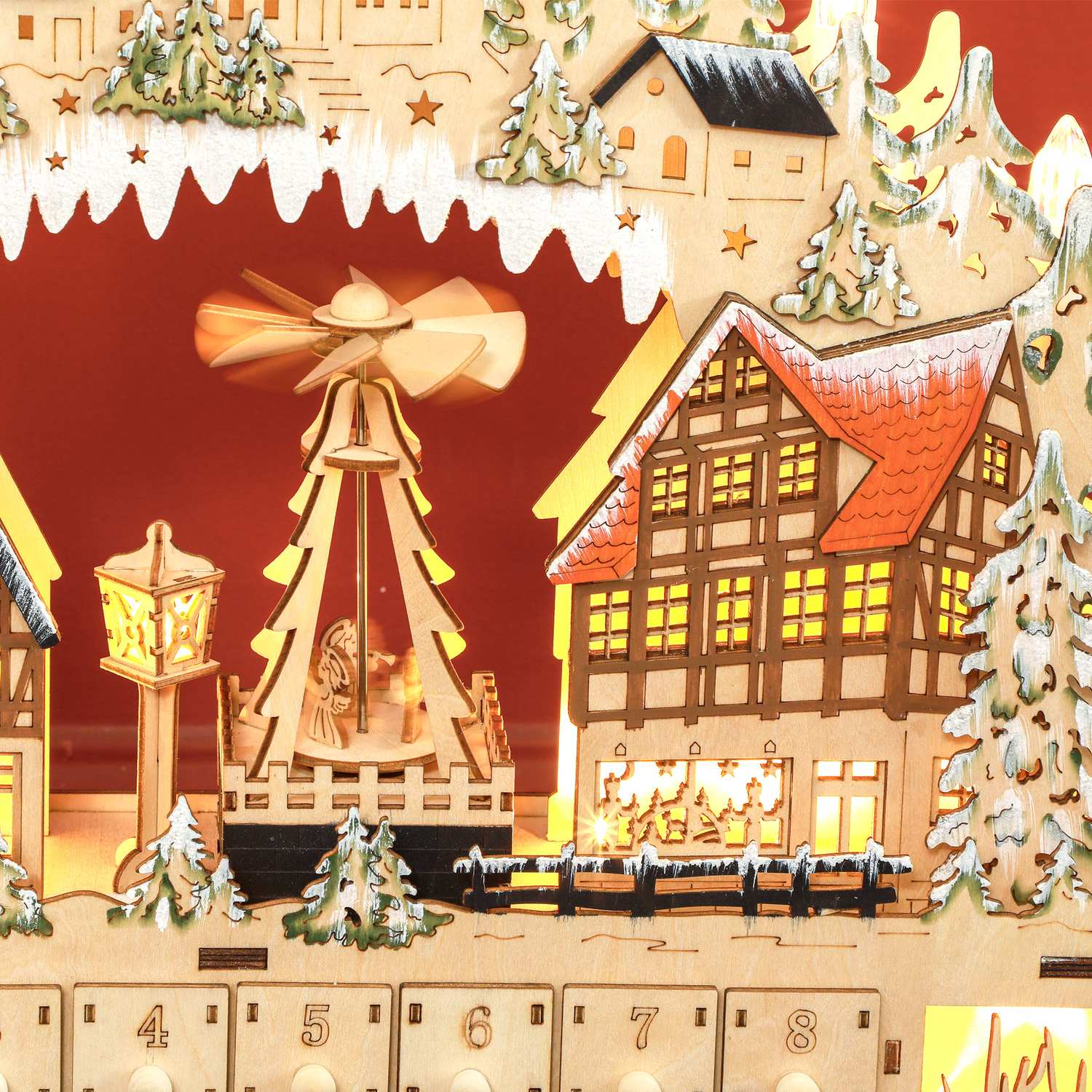 Adventskalender med LED-ljus, Trä DIY 45x9x42,5 cm