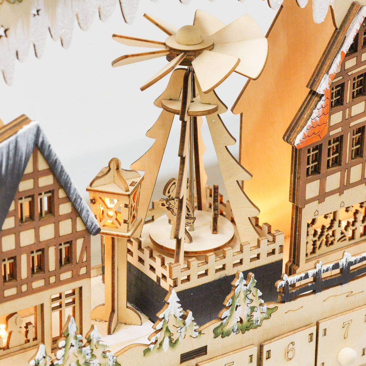 Adventní kalendář s LED osvětlením, dřevěný DIY, 45x9x42,5 cm