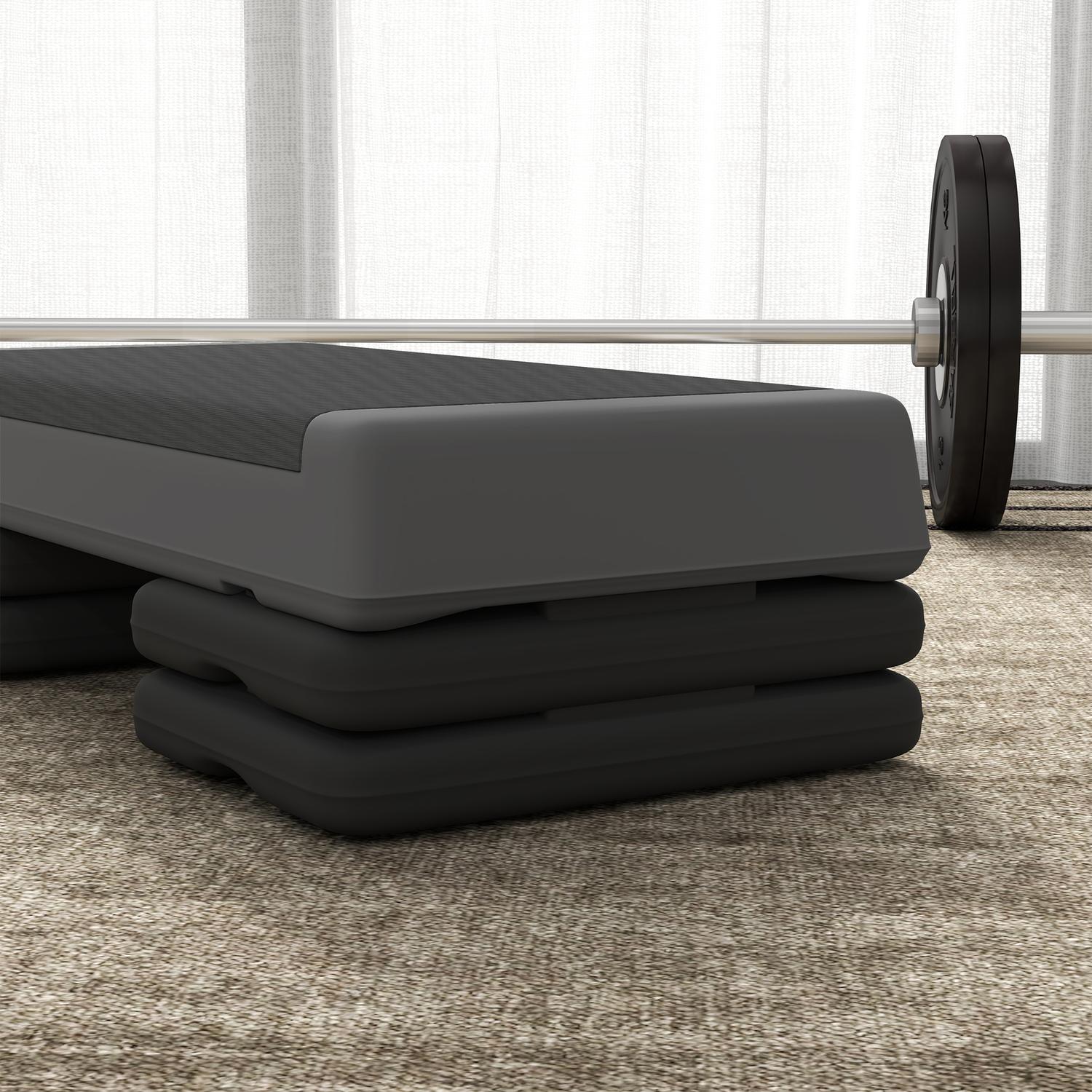 Aerobic stepper, justerbar höjd, halkfri, grå