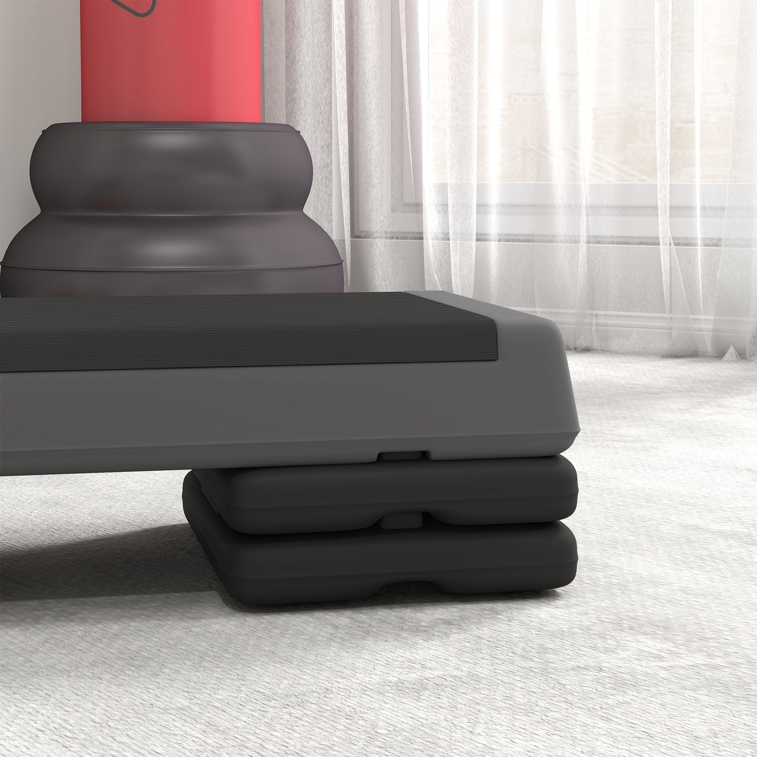 Aerobic stepper, justerbar höjd, halkfri, grå