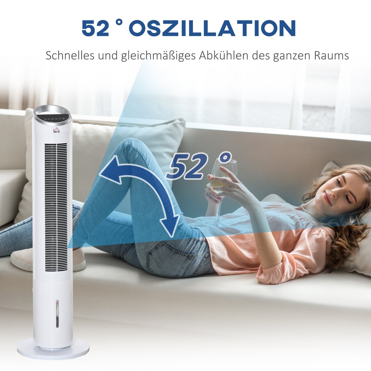 Air Cooler Tower Fläkt – Vattenkylning, fjärrkontroll, timer, 60W