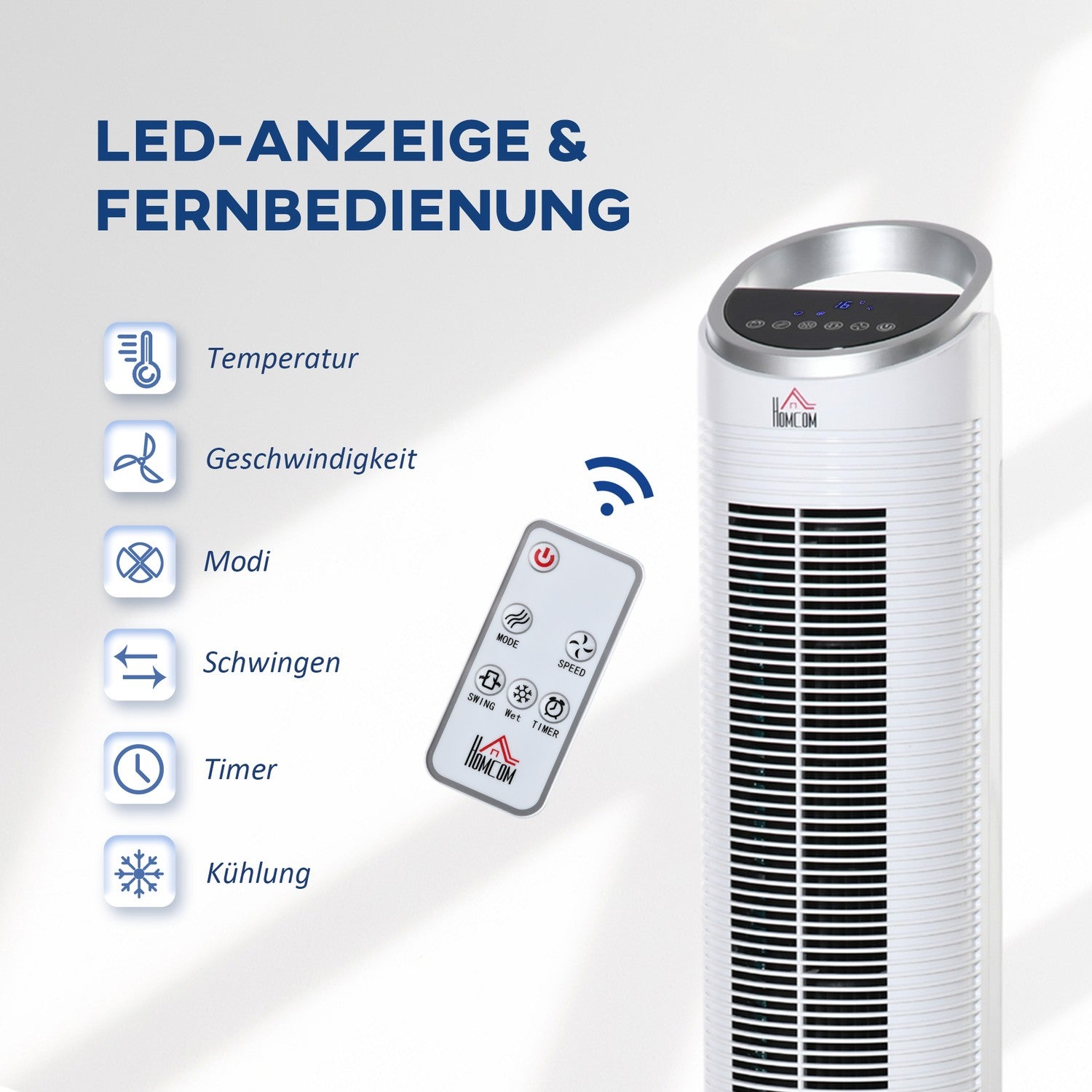 Air Cooler Tower Fläkt – Vattenkylning, fjärrkontroll, timer, 60W