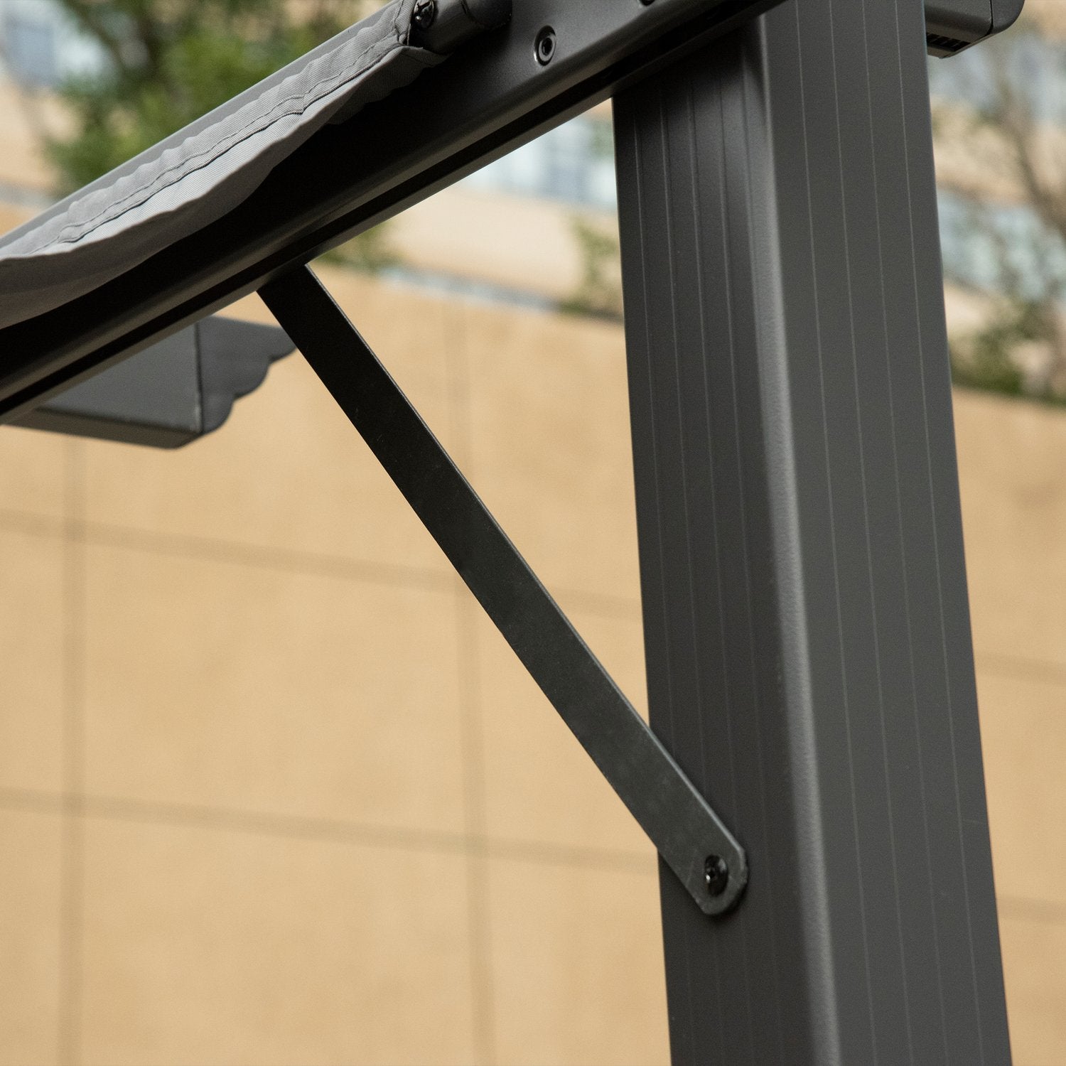 Aluminium Pergola Gazebo, Skjuttak, Kolgrå, 3x3M