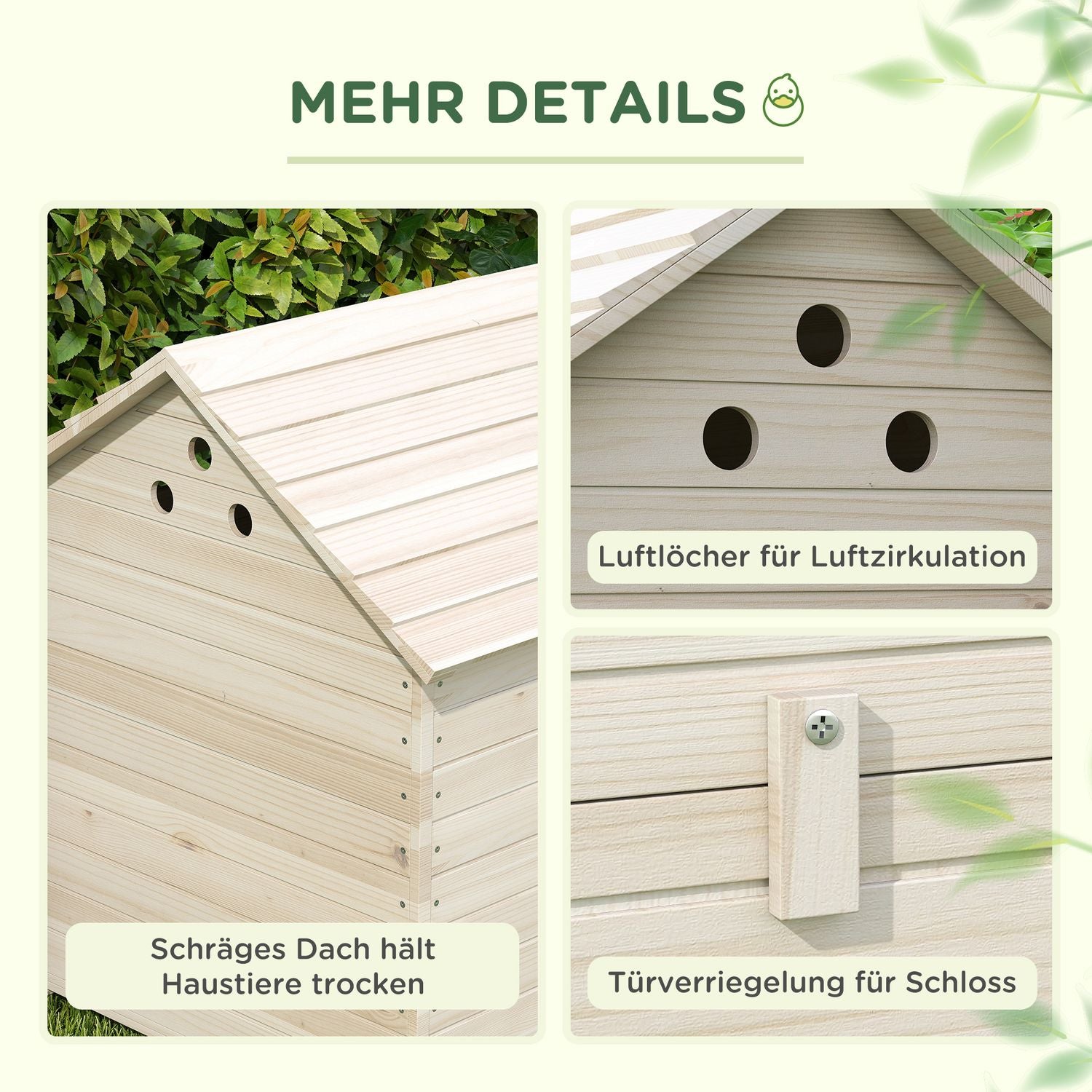 Ankhus med lutande tak, förhöjt golv & ramp, granträ