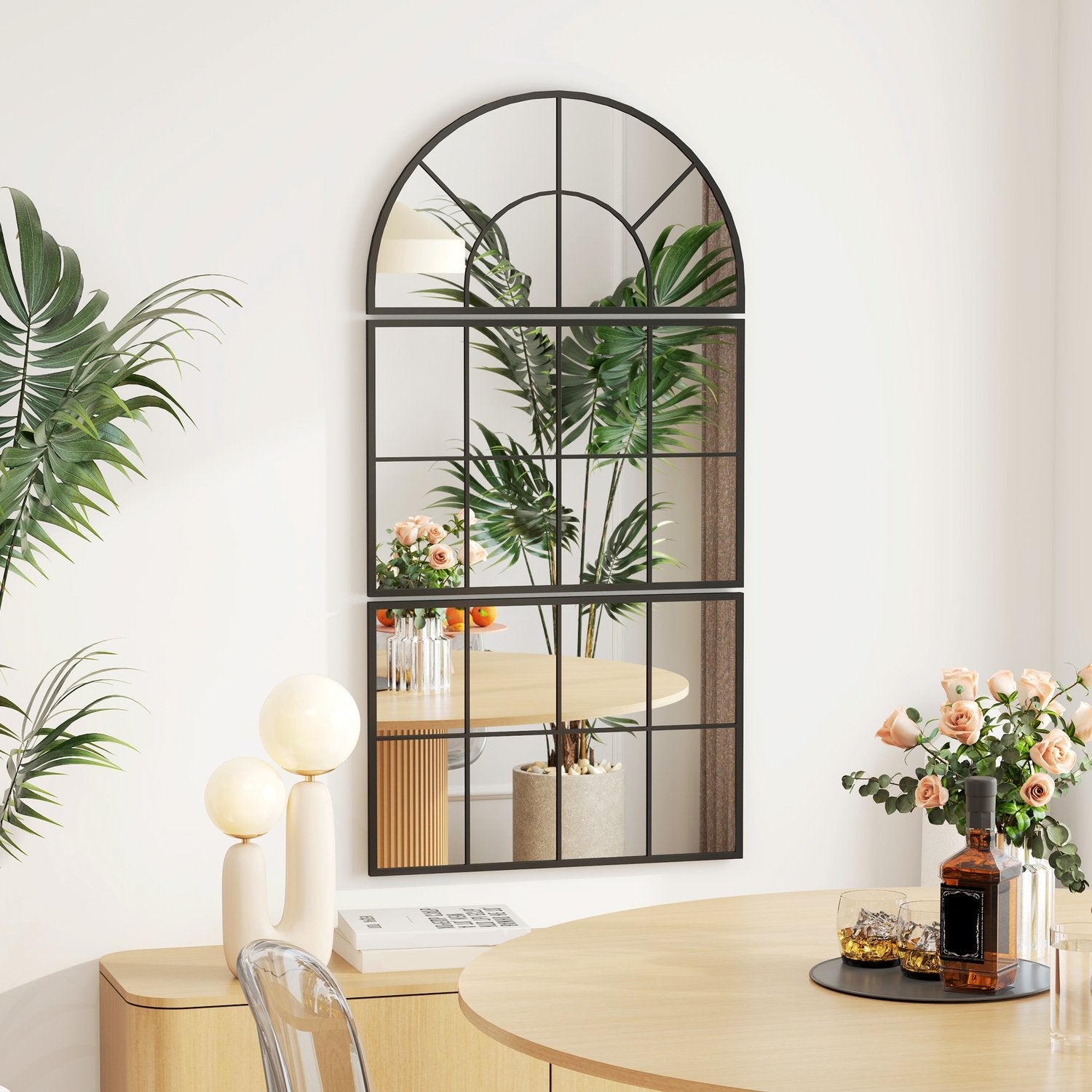 Arch Wall Mirror Set - 3 metallinramade delar för heminredning