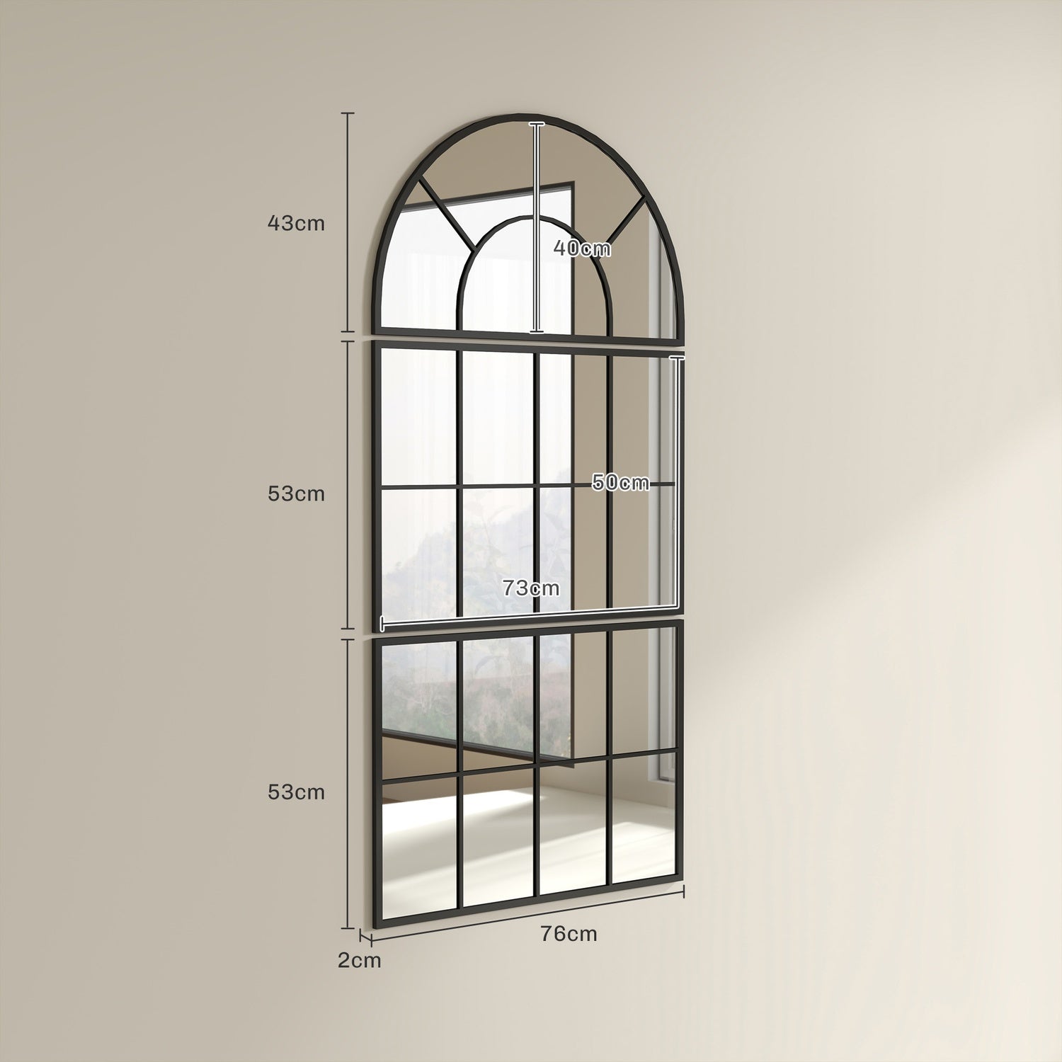 Arch Wall Mirror Set - 3 metallinramade delar för heminredning