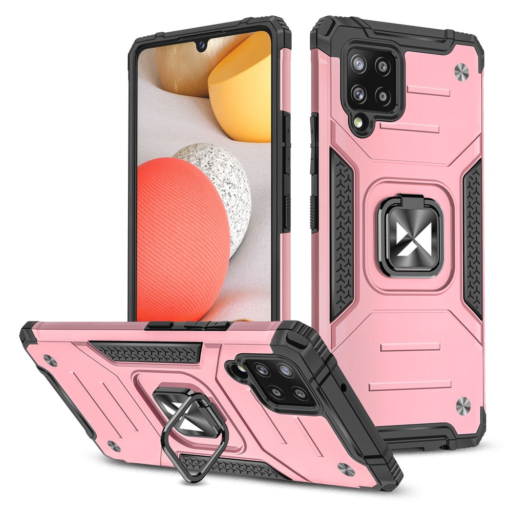Armored case cover + magnetisk hållare för Samsung Galaxy A42 5G Ring Armor rosa