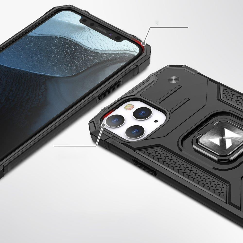 Armored case cover + magnetisk hållare iPhone 13 Pro Max Ring Armor rosa