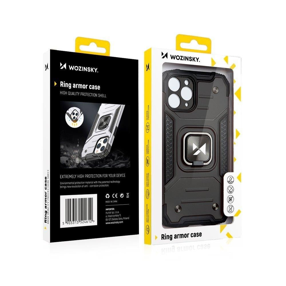 Armored case cover + magnetisk hållare iPhone 13 Pro Max Ring Armor rosa