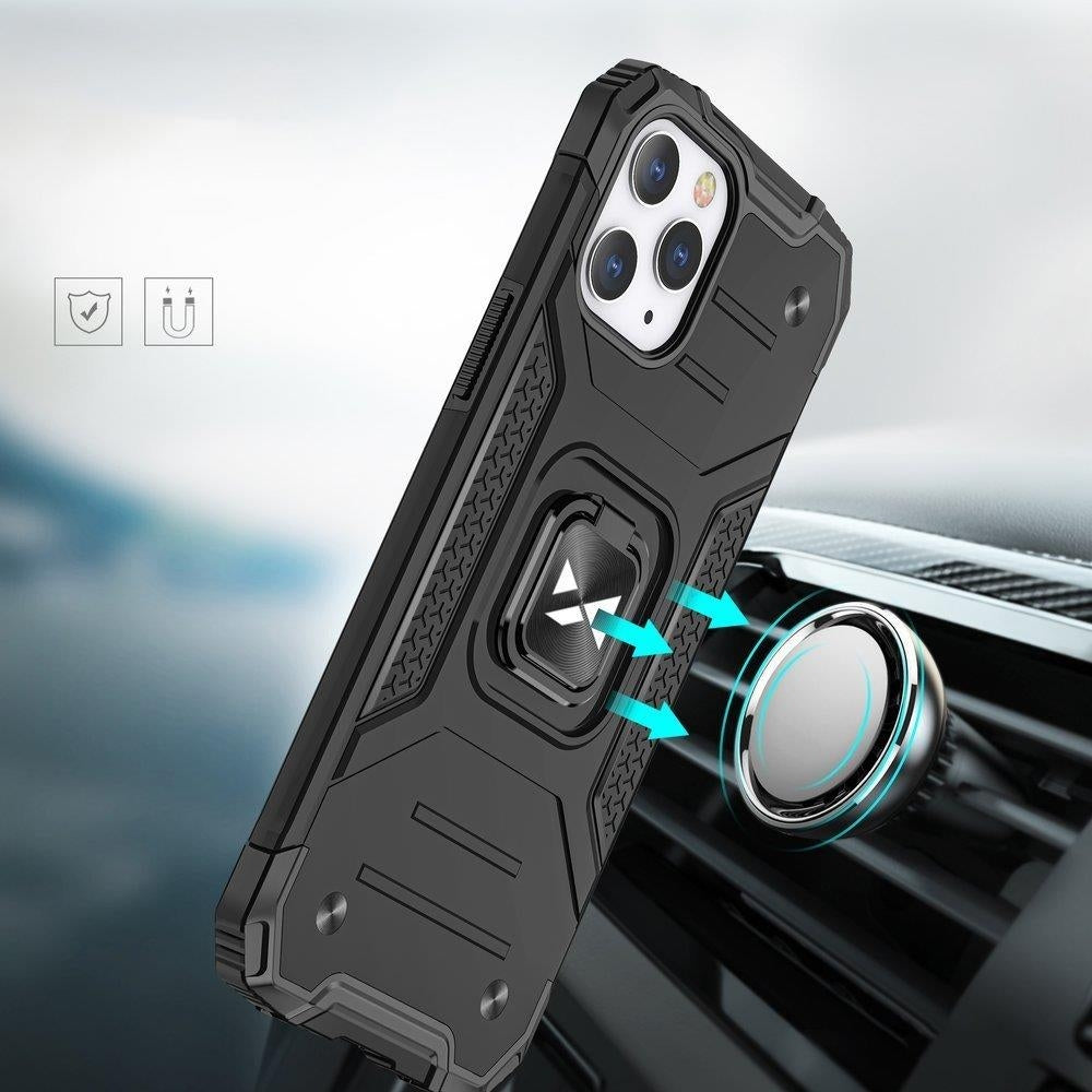 Armored case cover + magnetisk hållare iPhone 13 Pro Max Ring Armor rosa