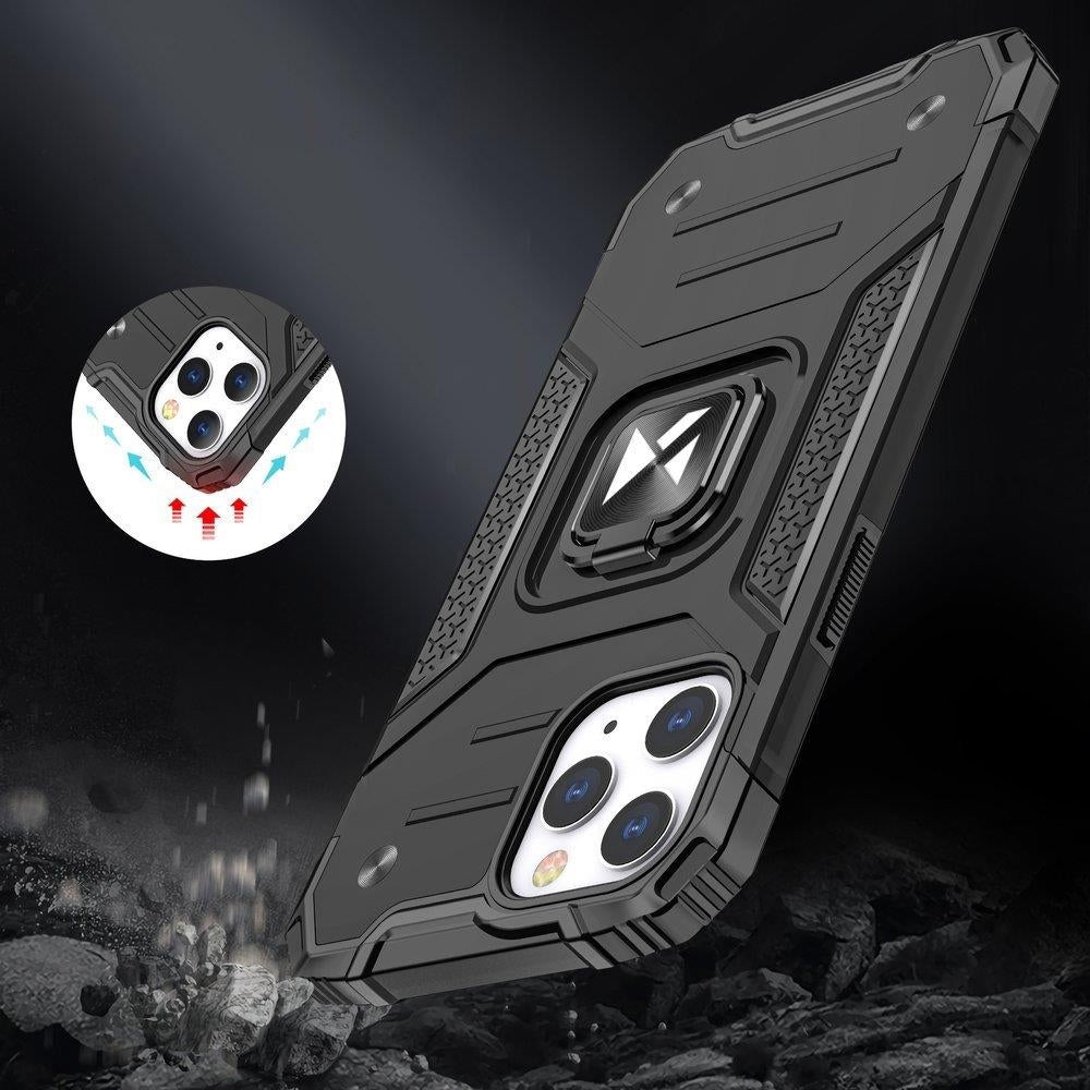 Armored case cover + magnetisk hållare iPhone 13 Pro Max Ring Armor rosa