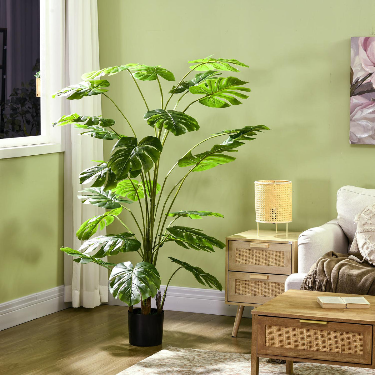 Artificiell Monstera Deliciosa, 180 cm, växtdekor inomhus