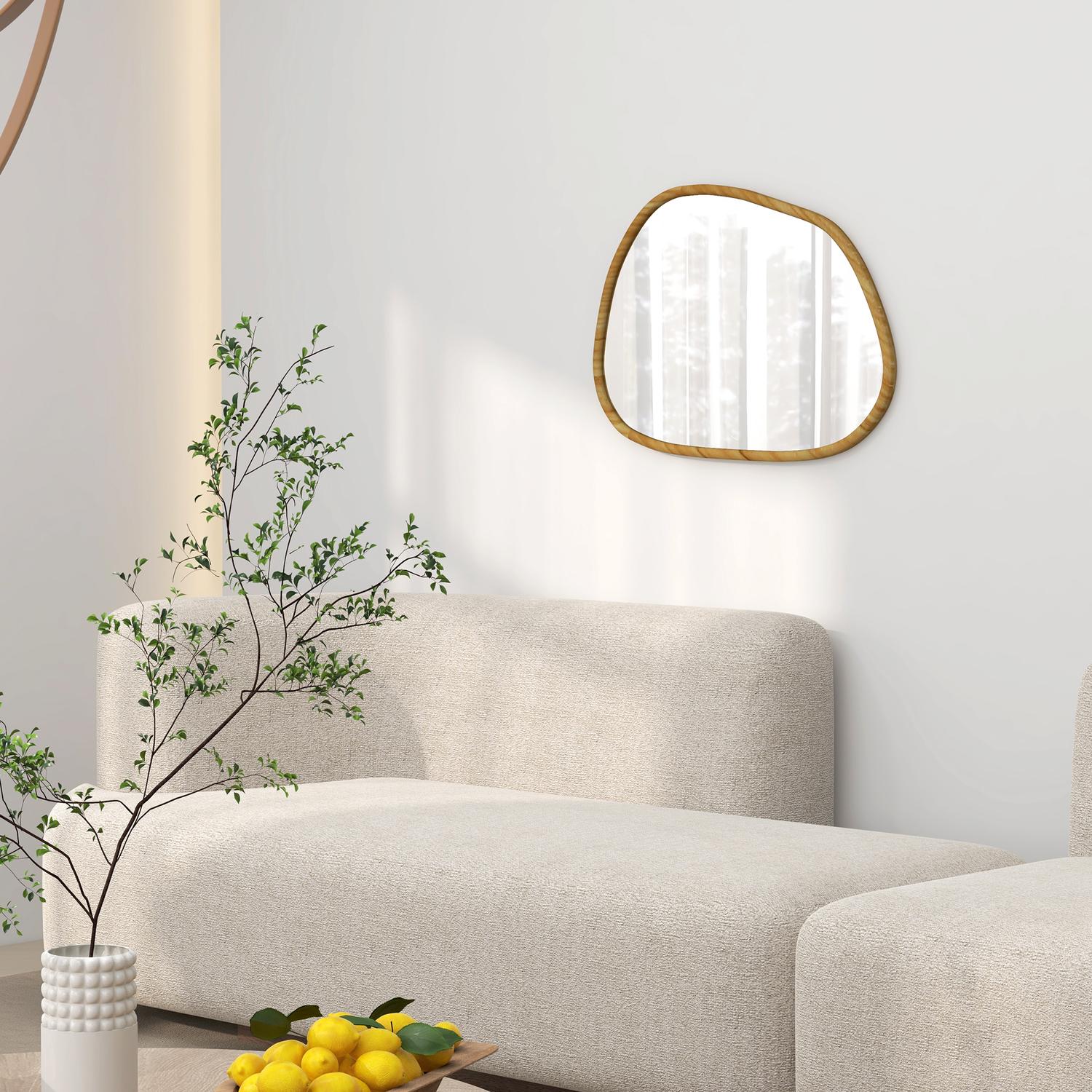 Asymmetrisk väggspegel 80x60cm – Träram, antioxiderad