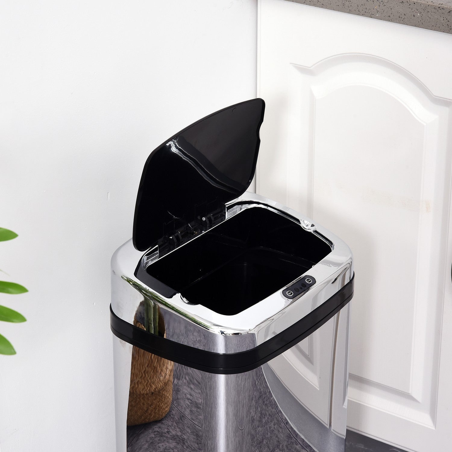 Automatisk sensorsoptunna, 30L, fyrkantig rostfritt stål