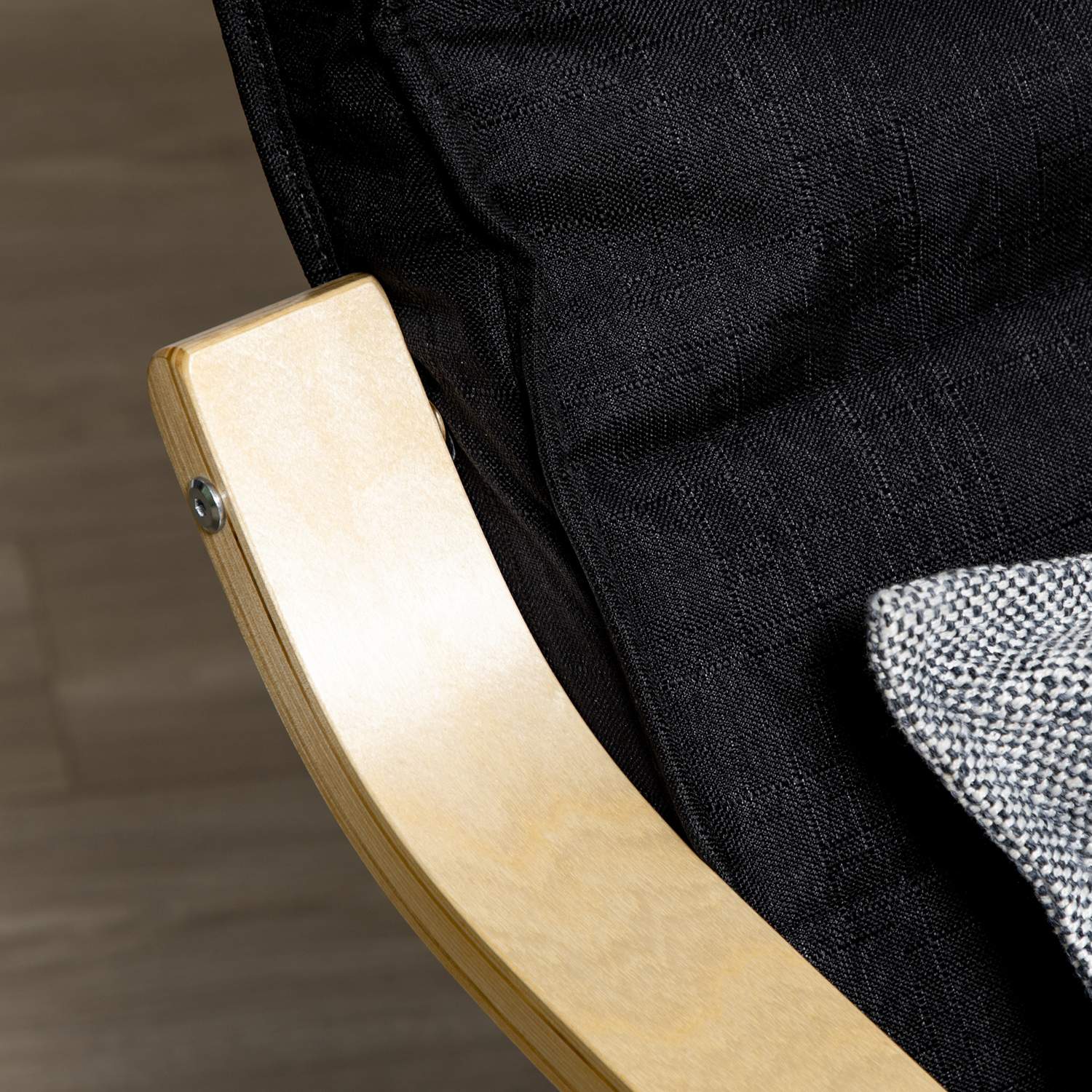 Avslappningsstol med justerbart fotstöd, linne, svart