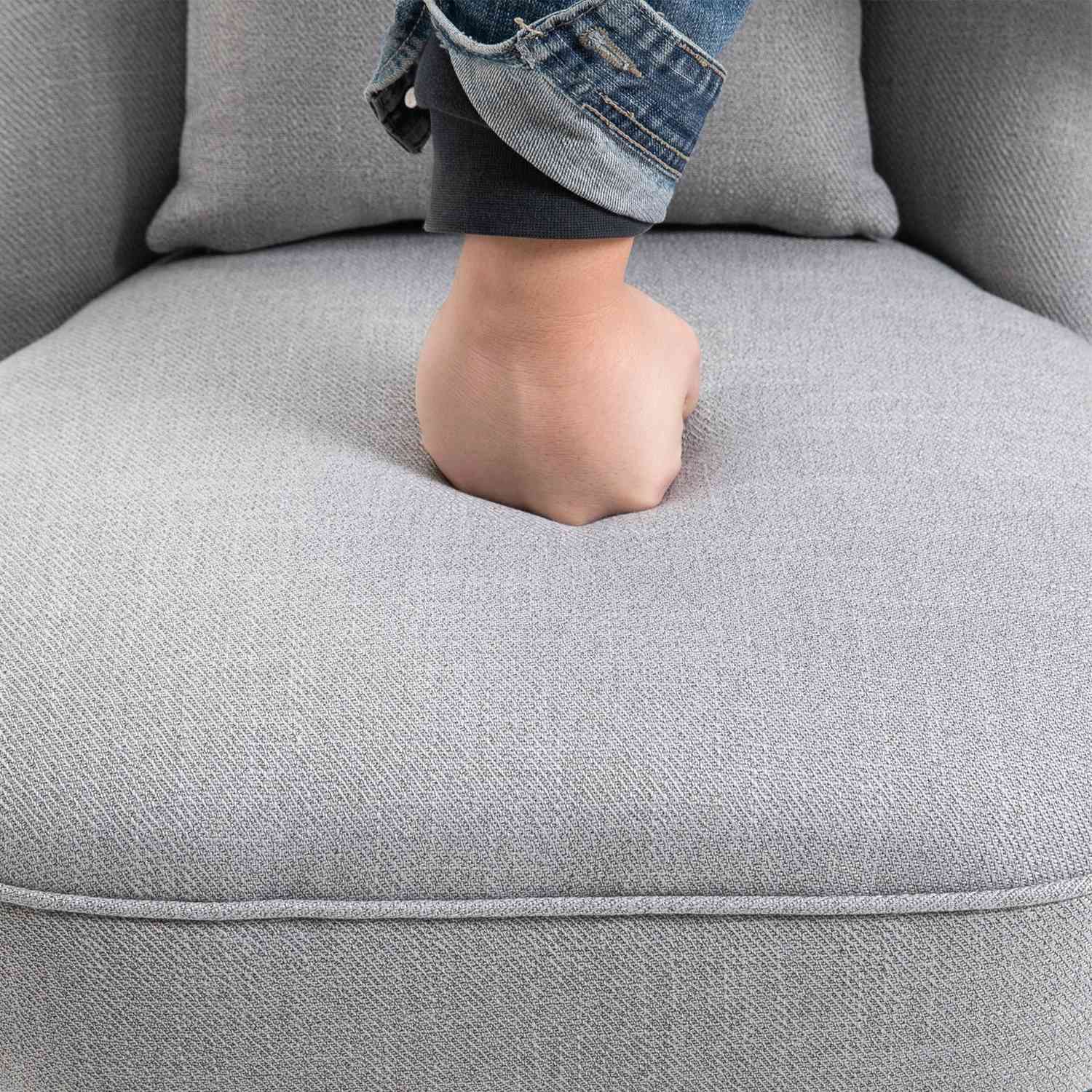 Avslappningsstol med ryggkudde, linne grå, 52,5x69x77 cm