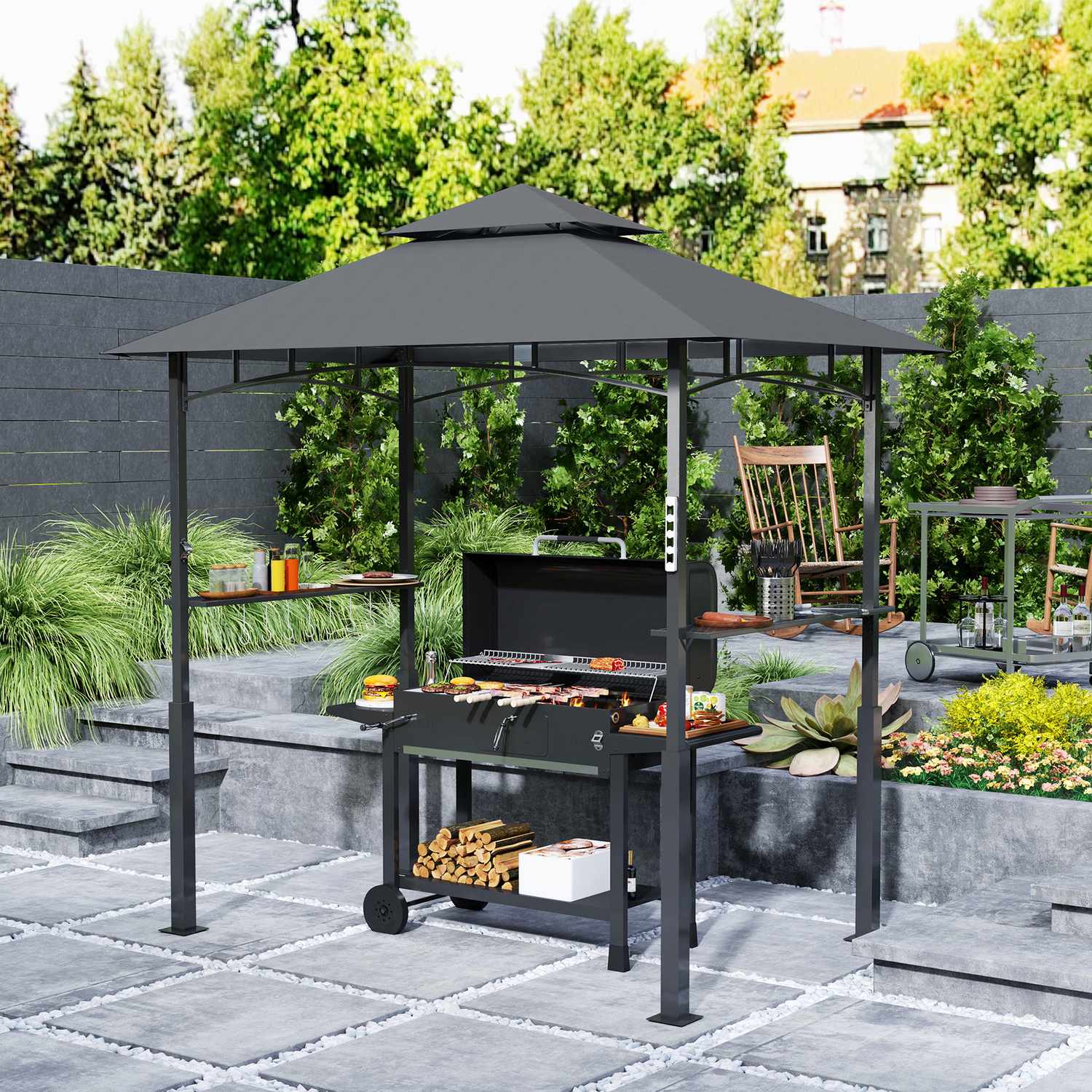 BBQ Pavilion, vattentät och flamskyddad, 243x148x248 cm