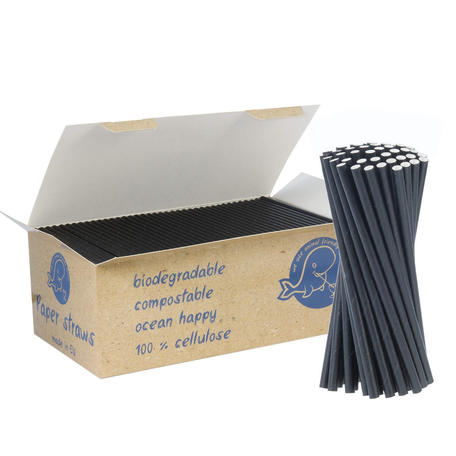 BIO ekologiska papperssugrör PAPPERSSURGOR 6/150mm - svarta 650 st.