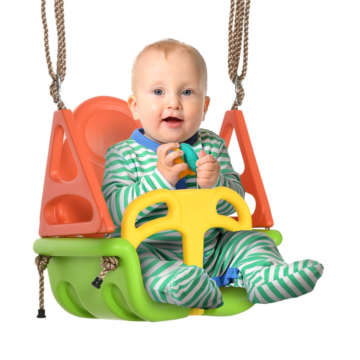 Baby Swing Outdoor Justerbart Rep, 120-180Cm, Småbarnsgunga Från 9 Månader, Upp Till 70 Kg, Grön