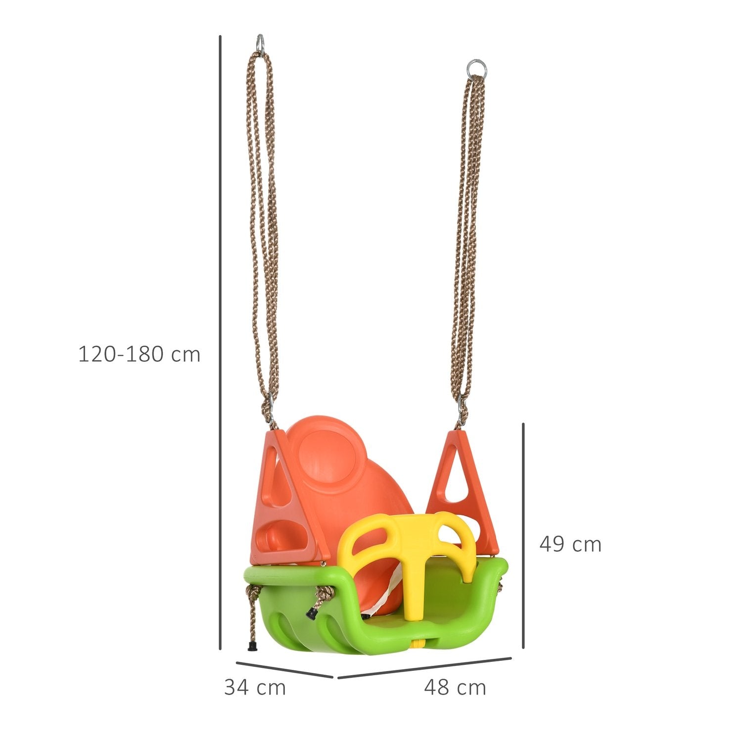 Baby Swing Outdoor Justerbart Rep, 120-180Cm, Småbarnsgunga Från 9 Månader, Upp Till 70 Kg, Grön