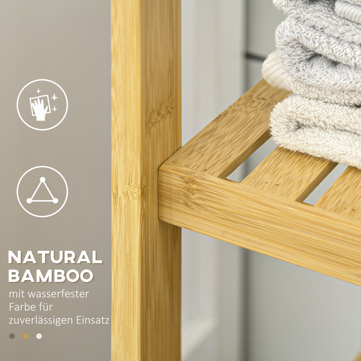 Badrumsskåp med hylla & fack, bambu, natur