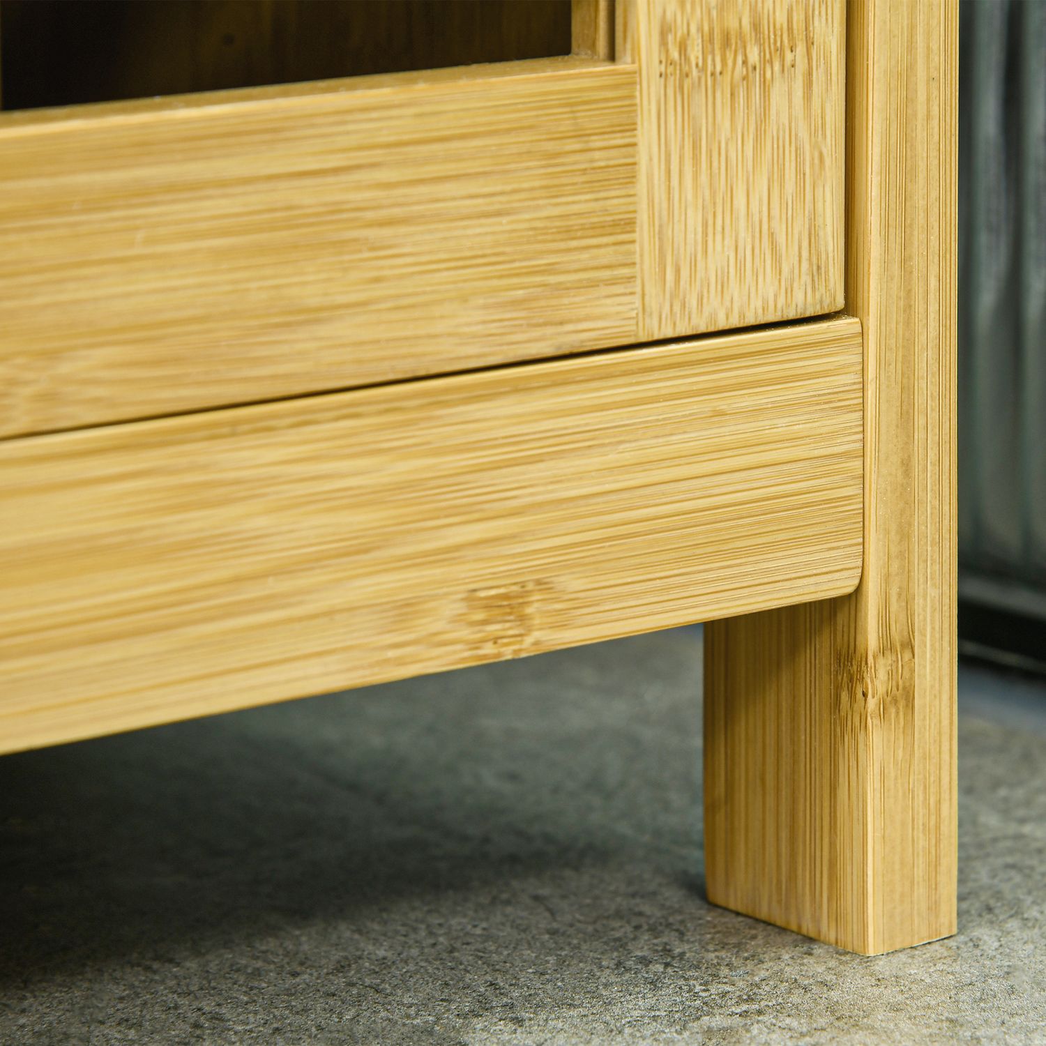 Badrumsskåp med hylla & fack, bambu, natur