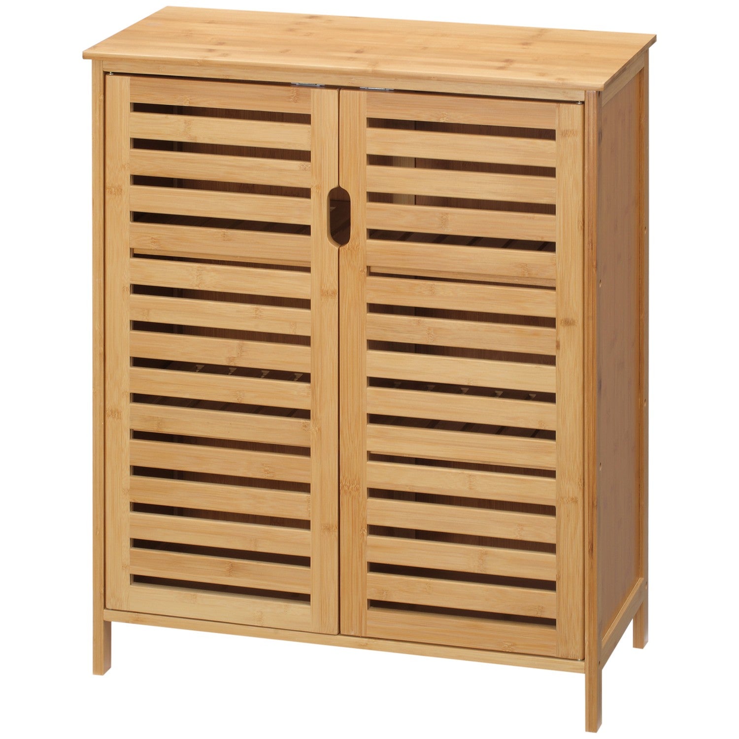 Badrumsskåp, bambu, 2 dörrar, 2 hyllor, natur