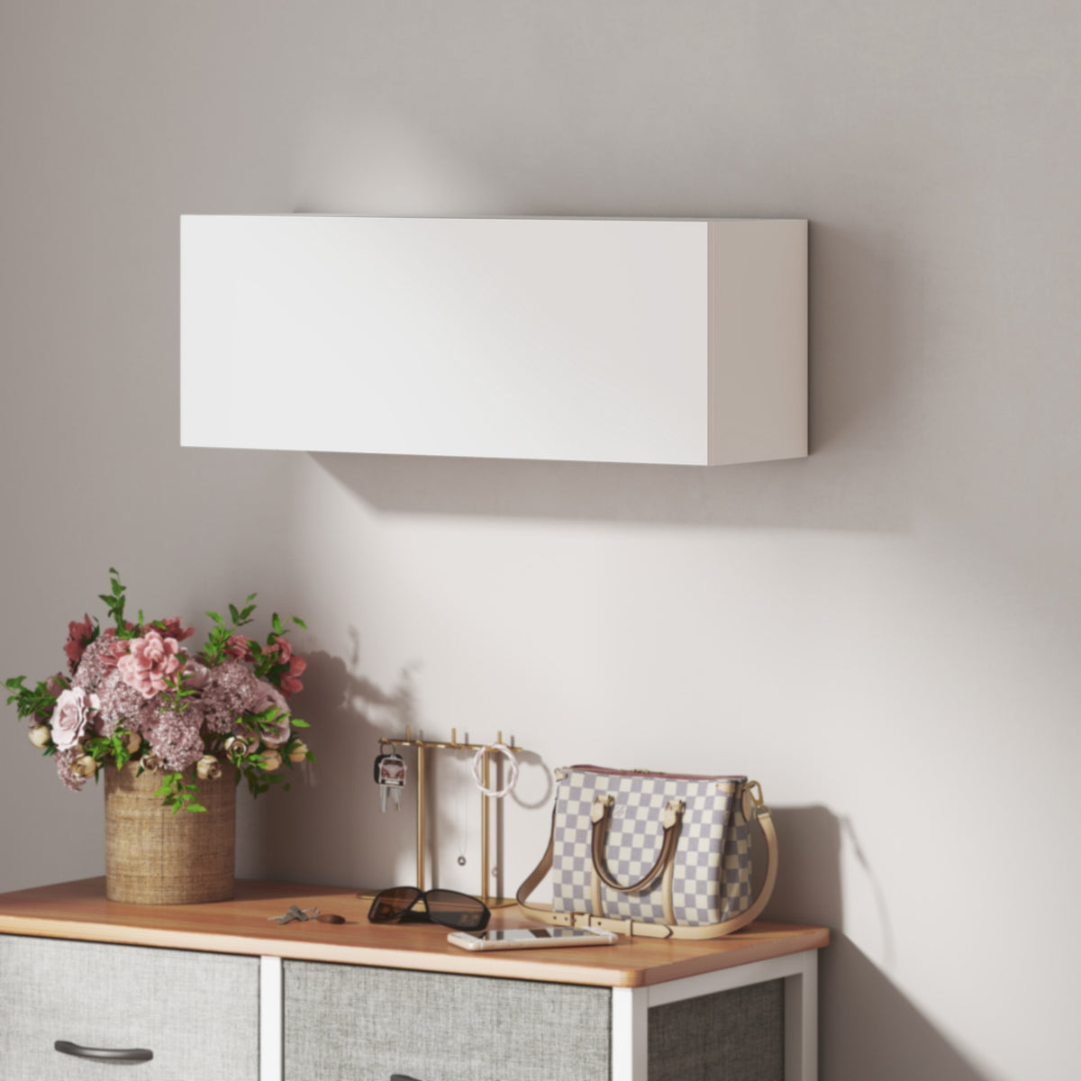 Badkamerkast met klepdeur, gasveer, 80x25x30 cm, wit