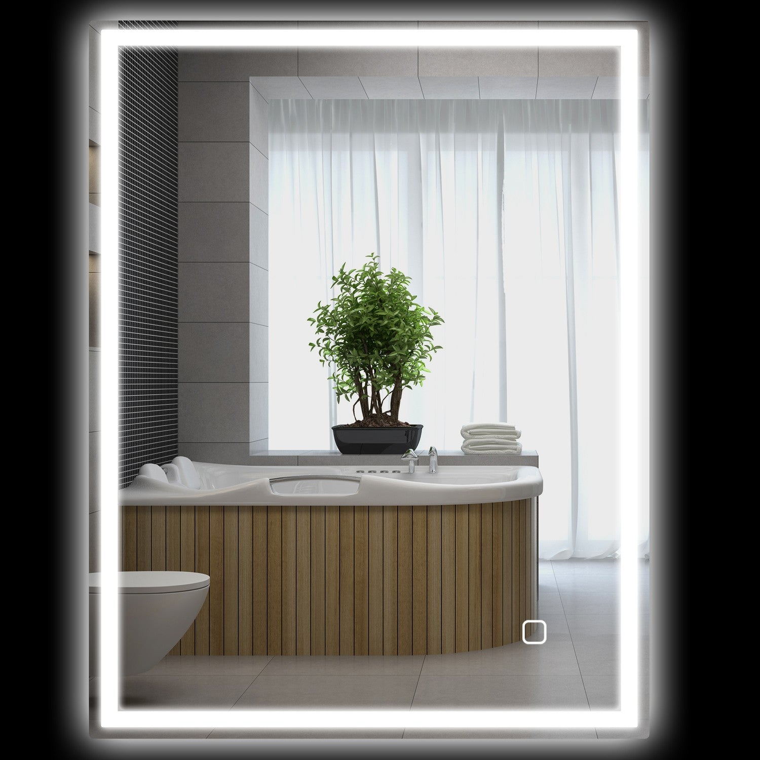 LED Badrumsspegel, 90x70 cm, immafri, Touch Switch