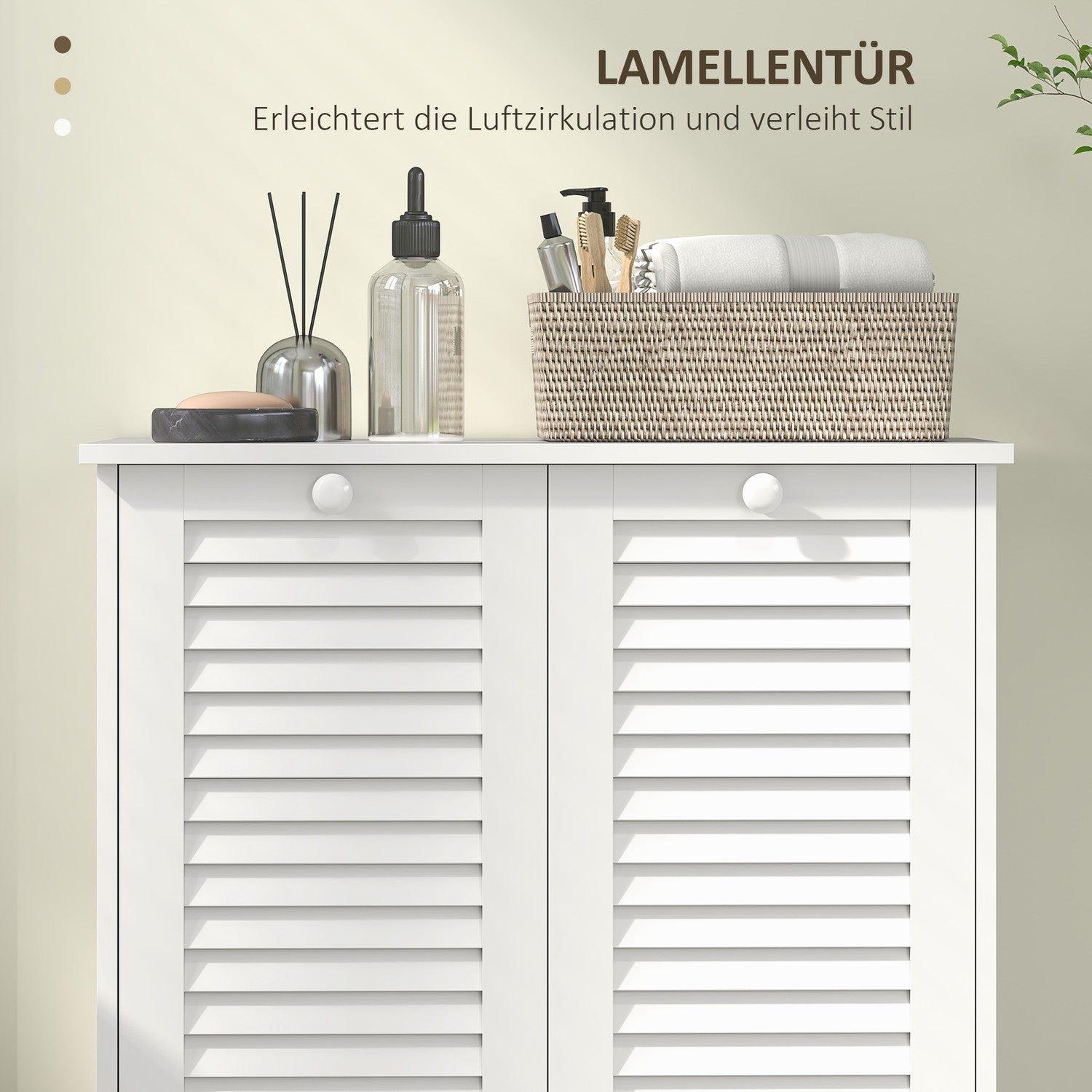 Badrumstvättskåp med dubbla korgar, vit 70x38x73 cm