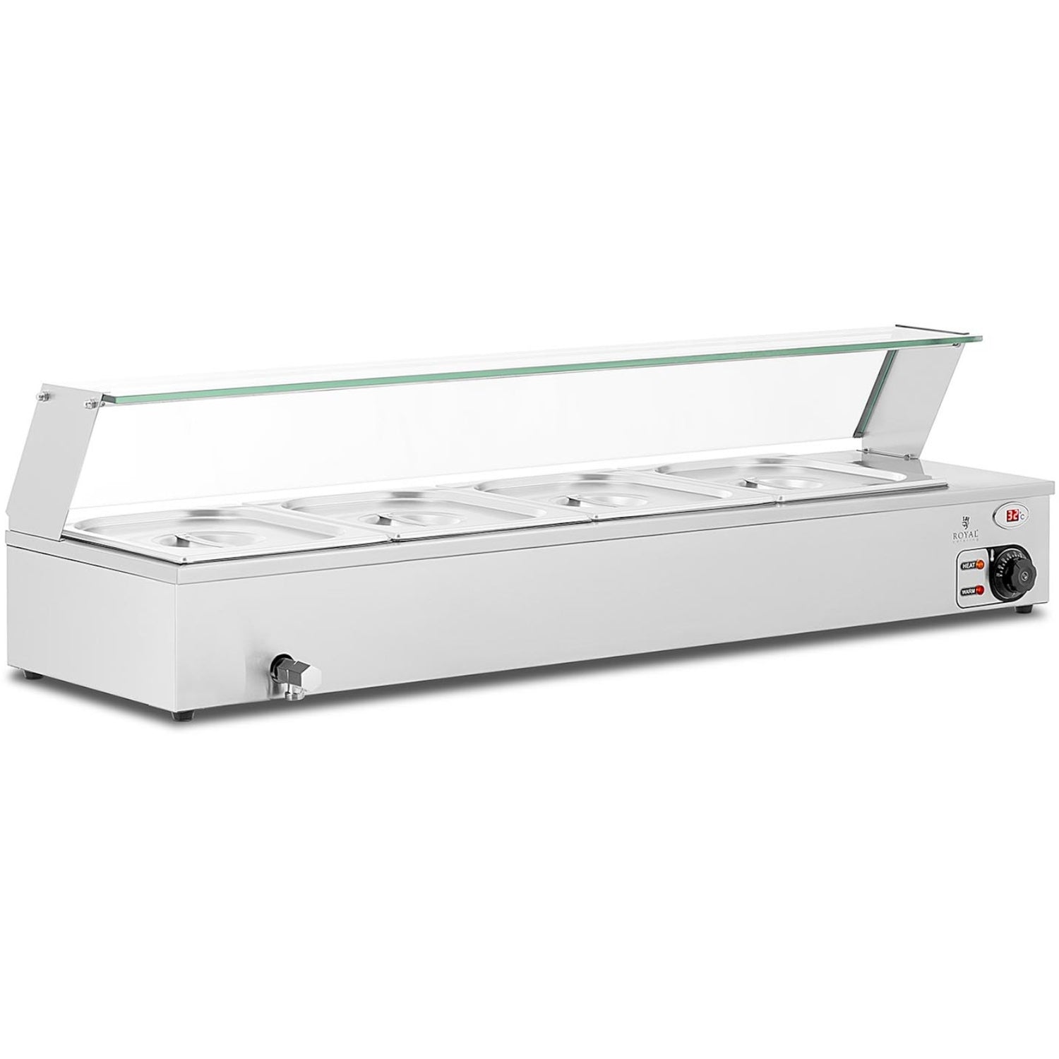Bain-marie matvärmare värmebuffé med lock 4 x GN 1/2 2000 W