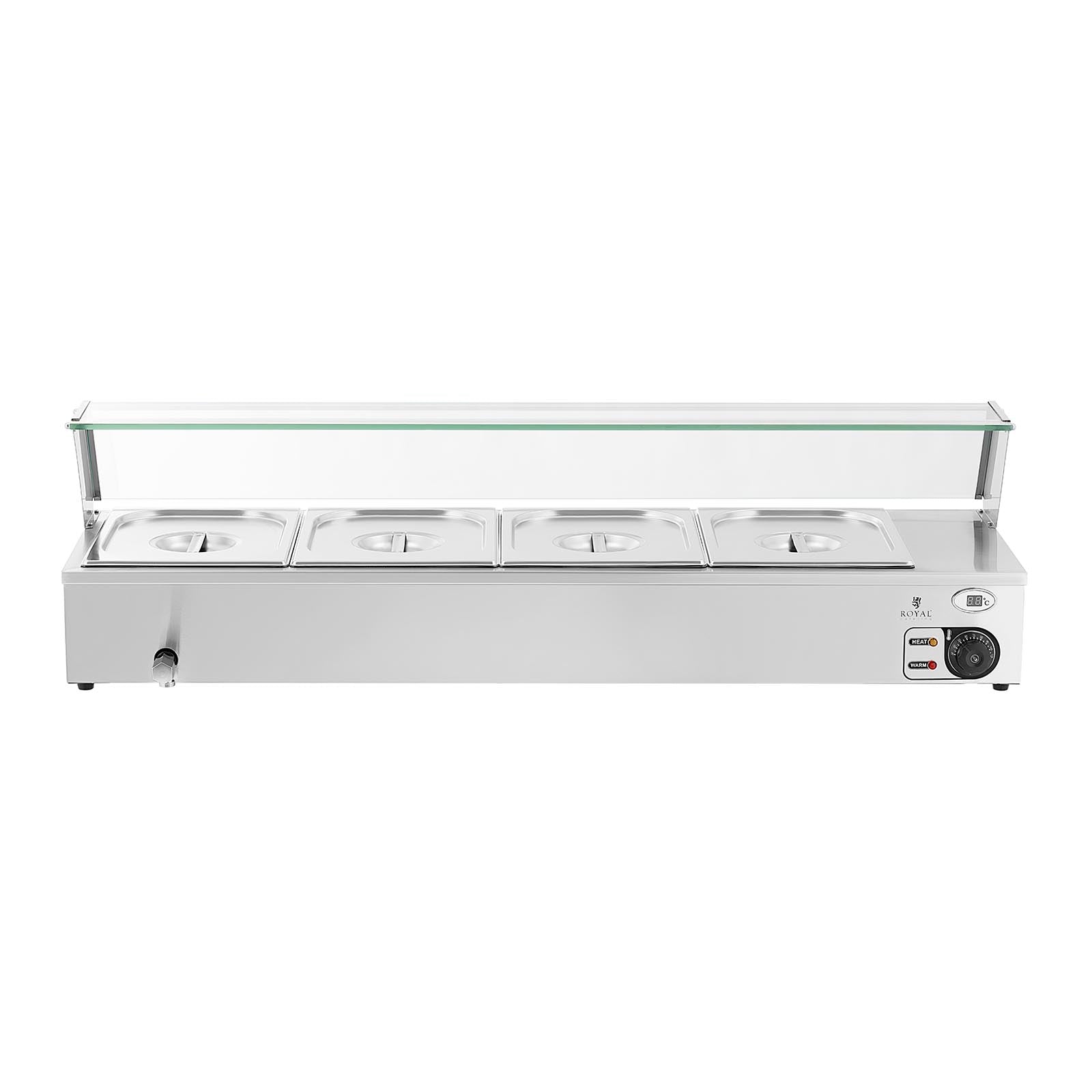 Bain-marie matvärmare värmebuffé med lock 4 x GN 1/2 2000 W