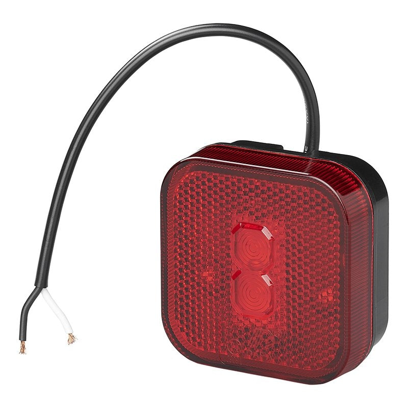 Bakre positionslykta 12/24V röd 65 x 65 mm LED