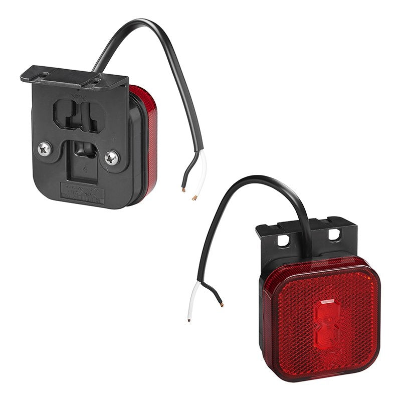 Bakre positionslykta 12/24V röd 65 x 65 mm LED med hållare