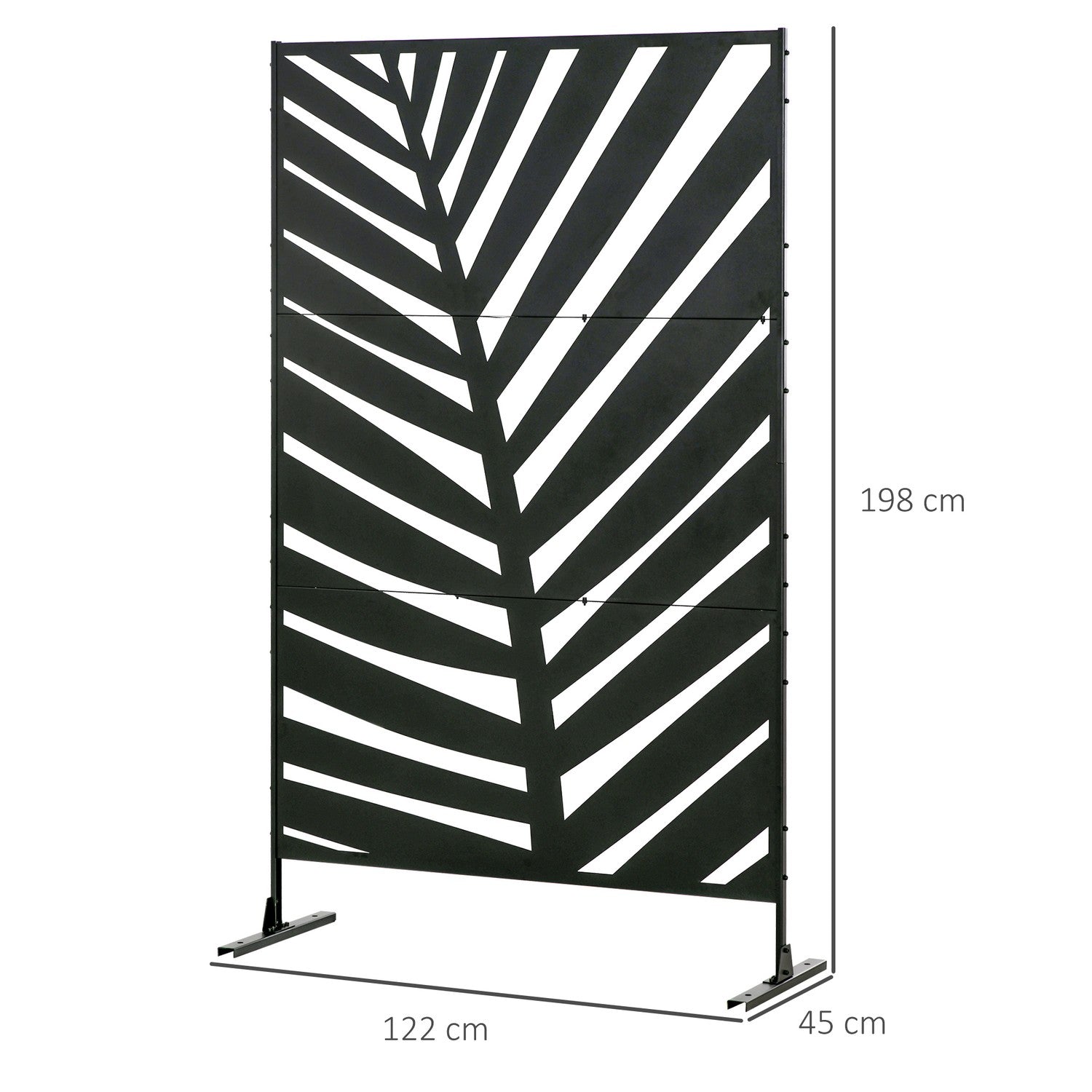 Balcony Privacy Screen, Banan Leaf, 122x198cm, Black Steel