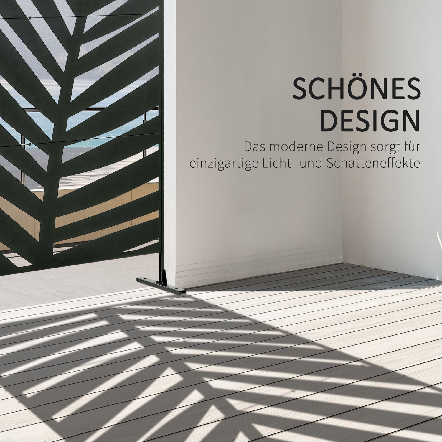 Balcony Privacy Screen, Banan Leaf, 122x198cm, Black Steel