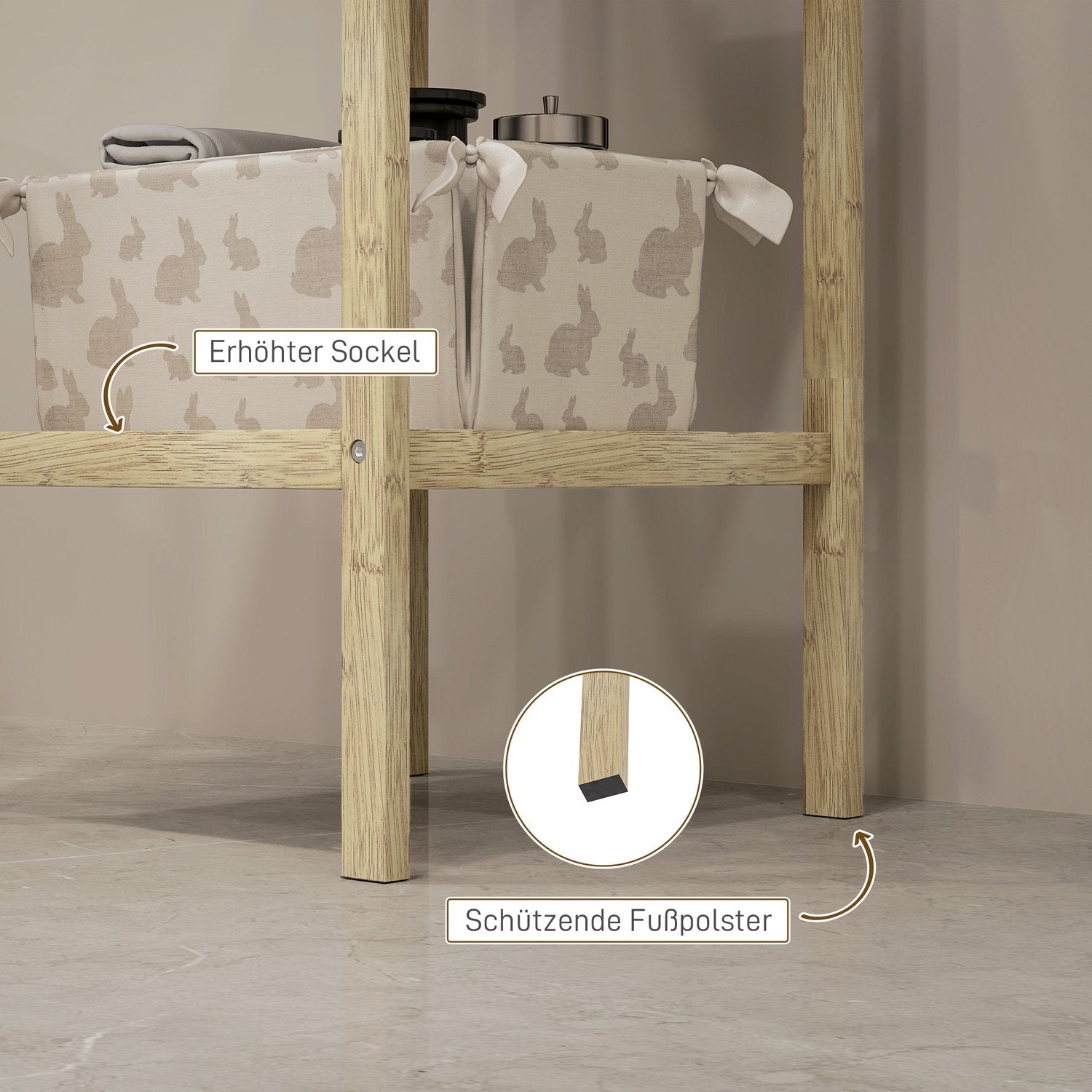 Bambu 3-vånings badrumshylla - naturligt trä, 33x31x78 cm