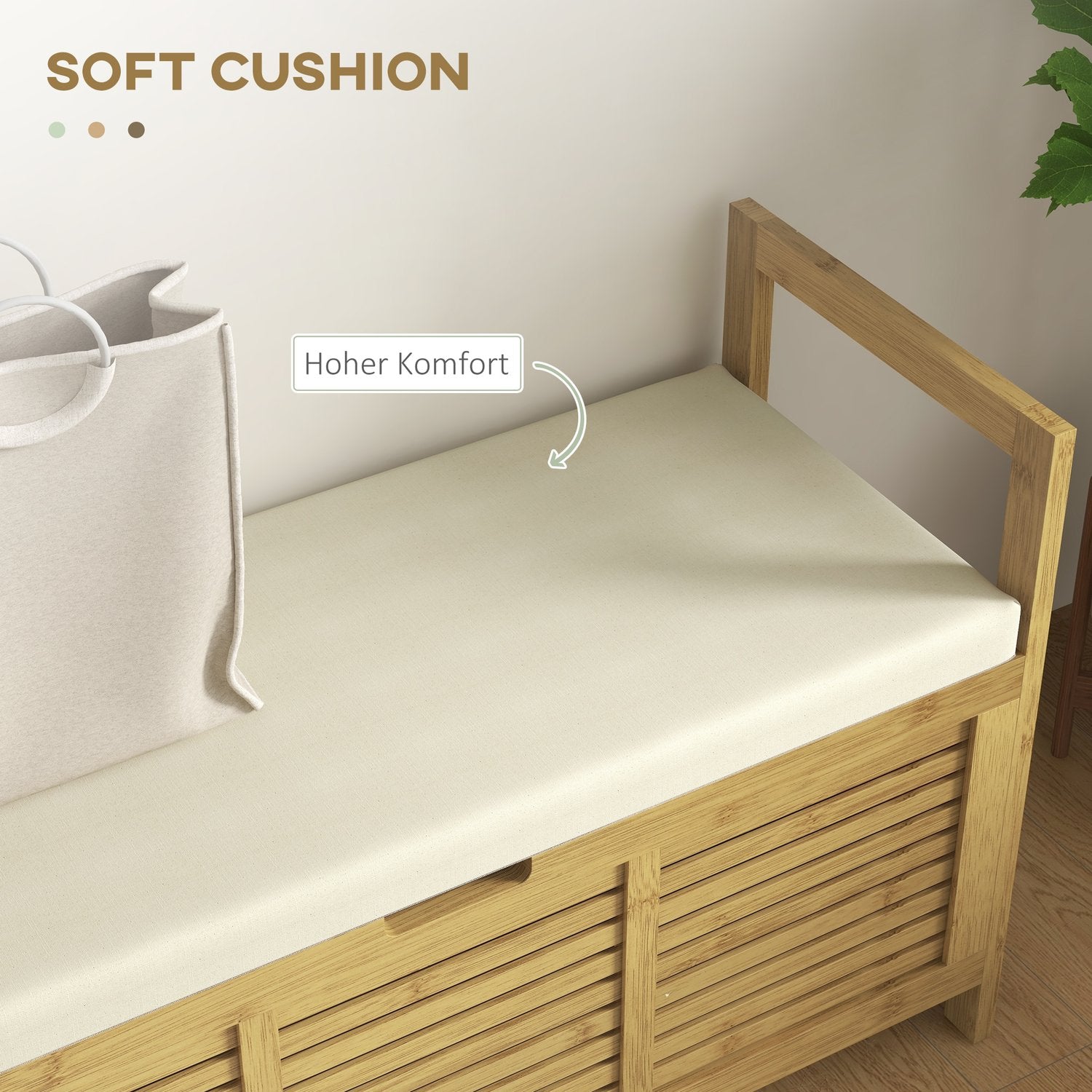 Bambu Skoförvaringsbänk med fällbart lock – 100x40x60 cm