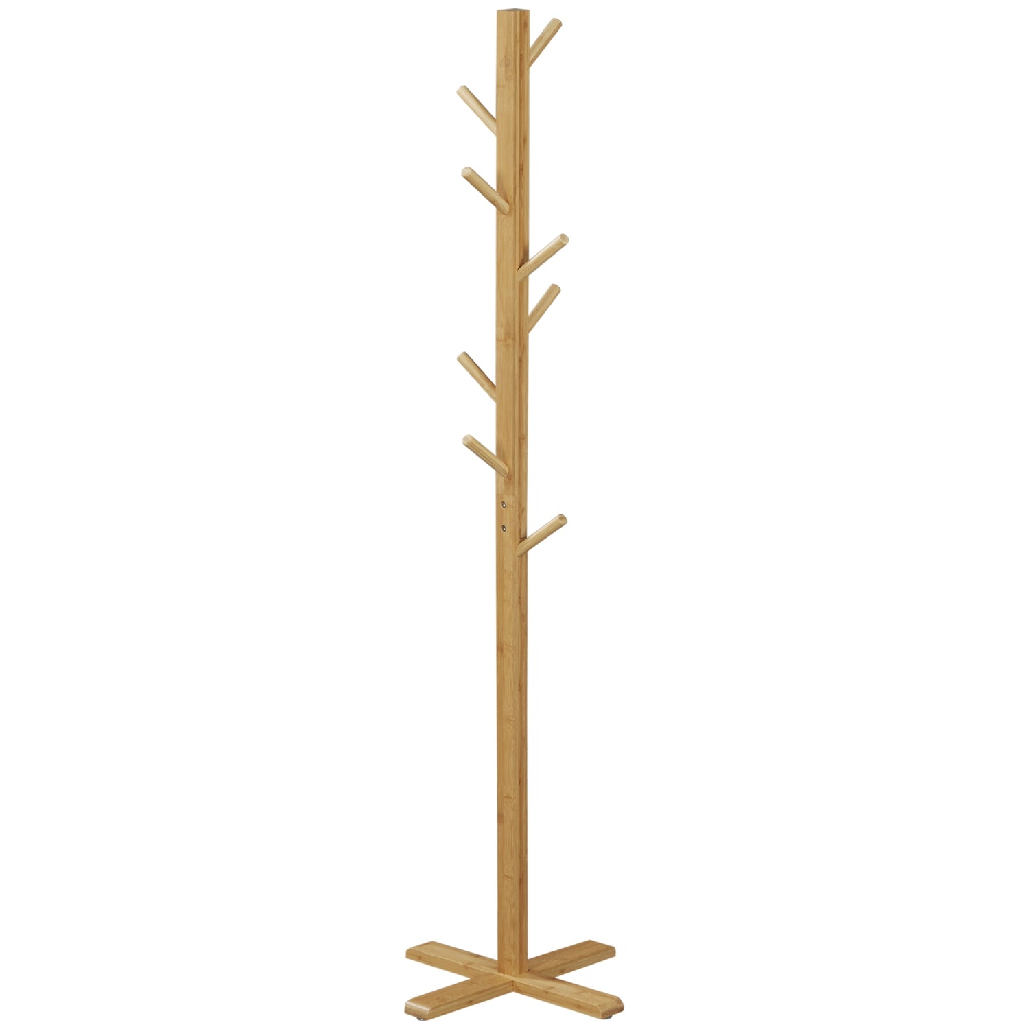 Bambu klädhängare med 8 krokar, naturlig finish, 49,5x178 cm